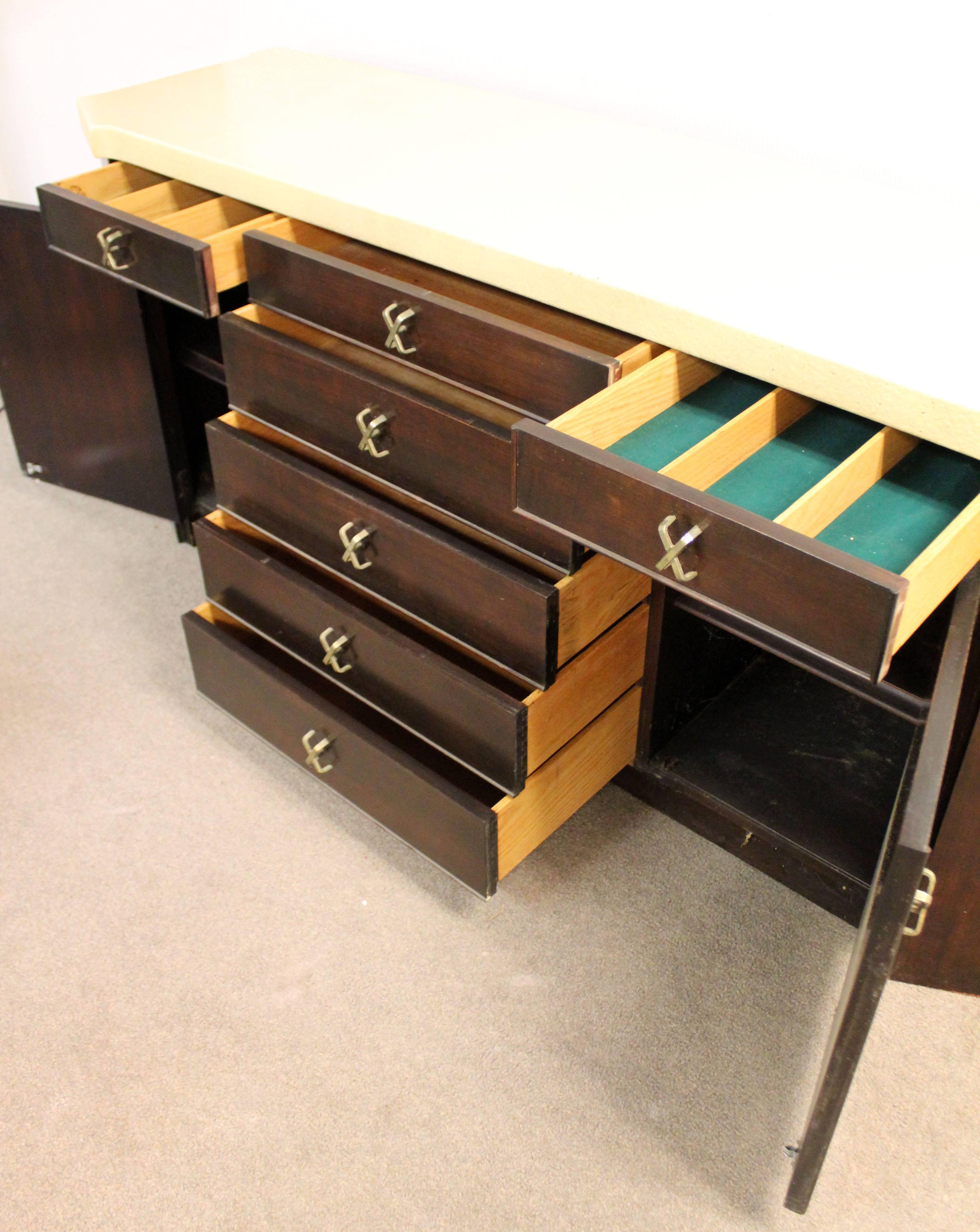 Mid-Century Modern Paul Frankl for Johnson Cork Top Mahogany Credenza, 1950s 3