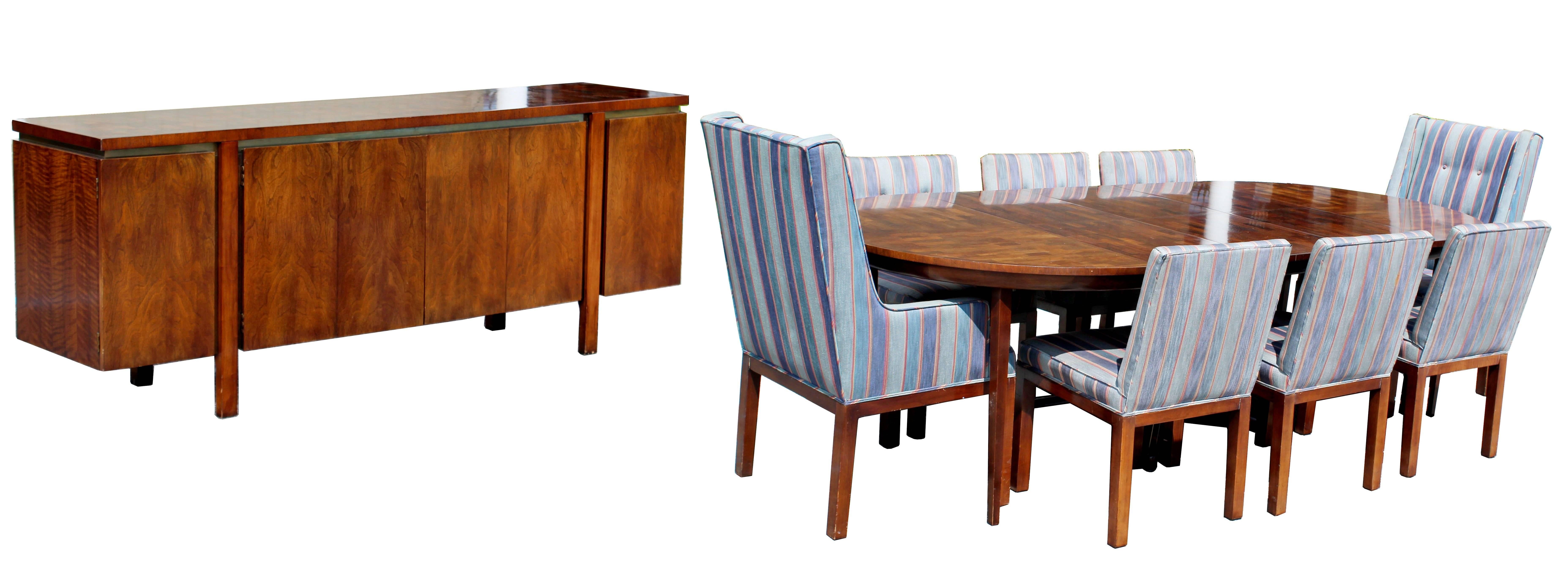 Mid-Century Modern Widdicomb Wood Oval Dining Expandable Table and Eight Chairs 5
