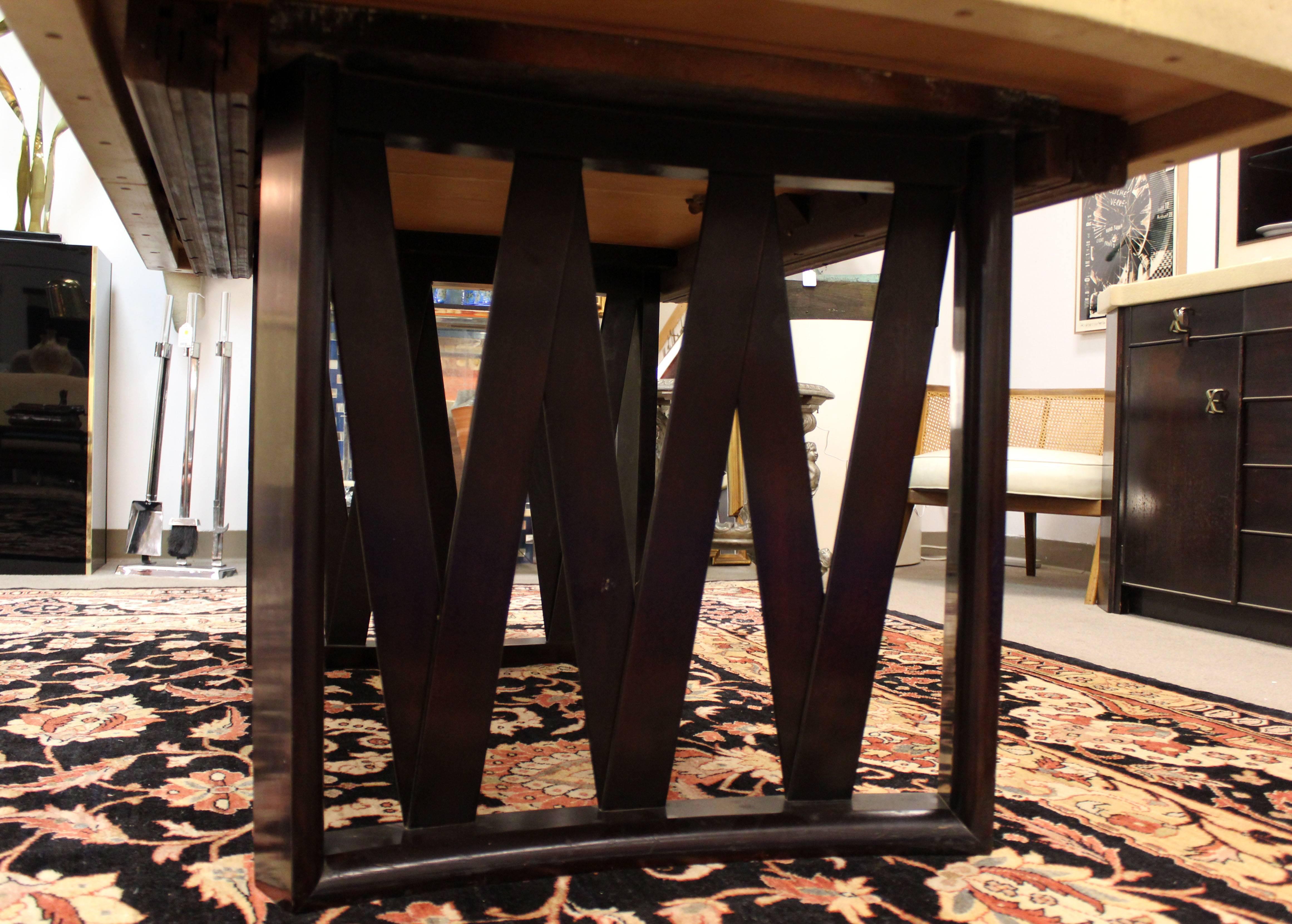 Mid-20th Century Mid-Century Modern Paul Frankl Cork Top Mahogany Dining Set Table Four Chairs