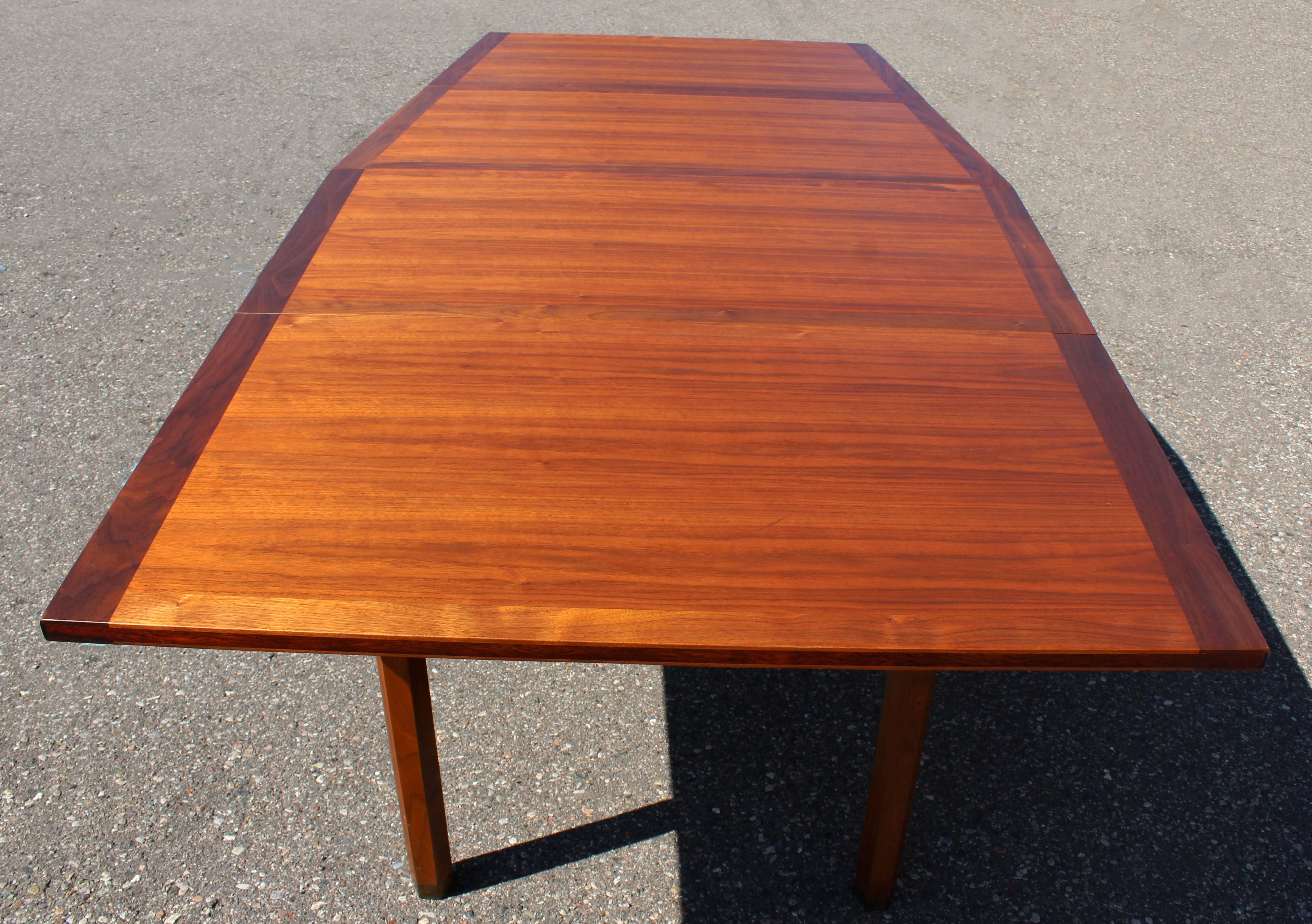 Mid-Century Modern Rare Dunbar Expandable Dining Conference Table Two Leaves 2