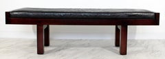Mid-Century Modern Coach for Baker Black Leather Manhattan Bench