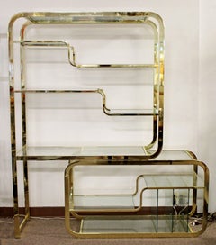 Mid-Century Modern Baughman Brass Cantilever Expandable Shelving Unit Etagere
