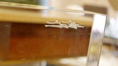 Mid-Century Modern Seltener signierter Lucite Glas Esstisch Gary Gutterman:: 1970er Jahre