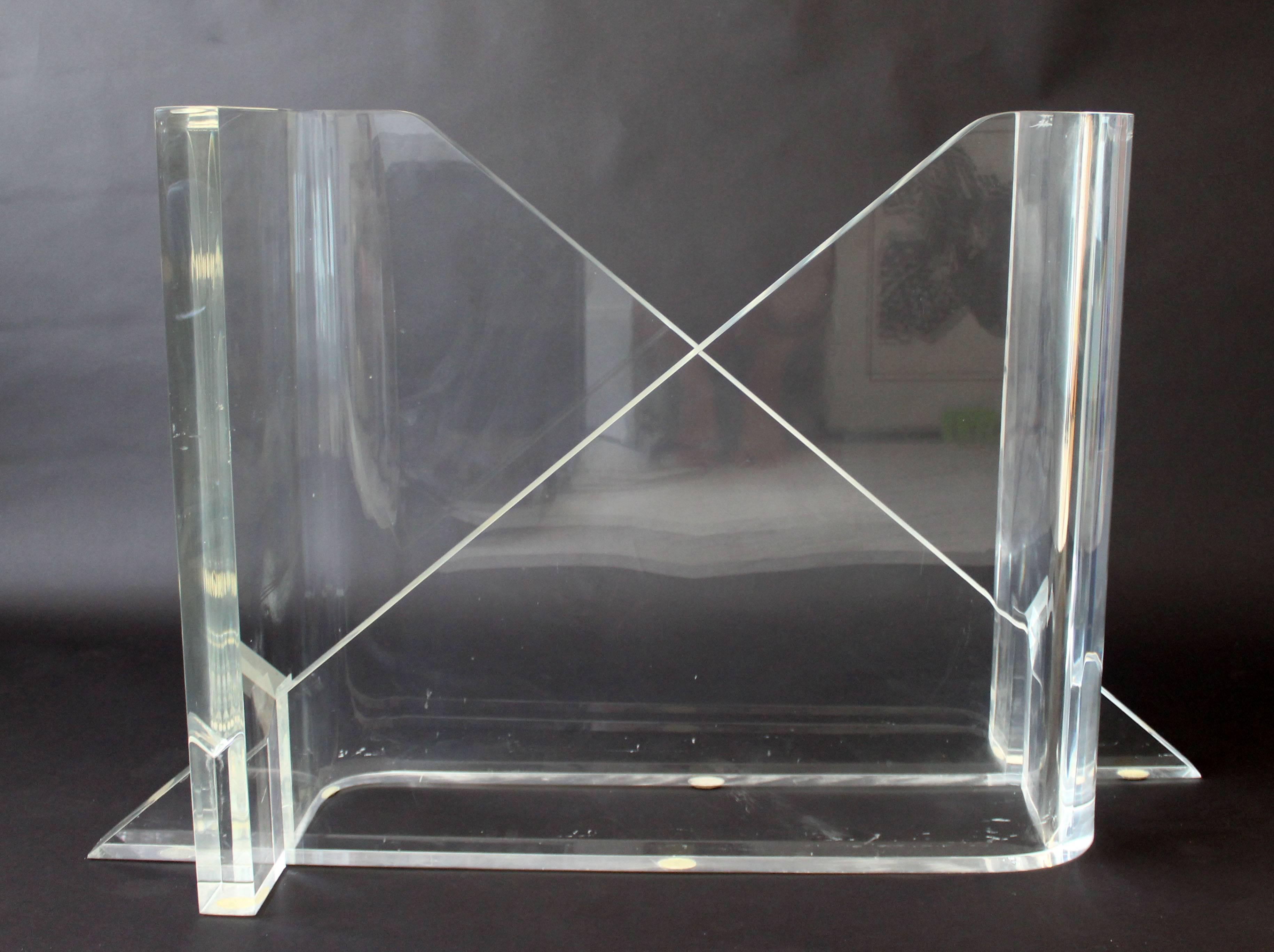 American Mid-Century Modern Rare Signed Lucite Glass Dining Table Gary Gutterman, 1970s