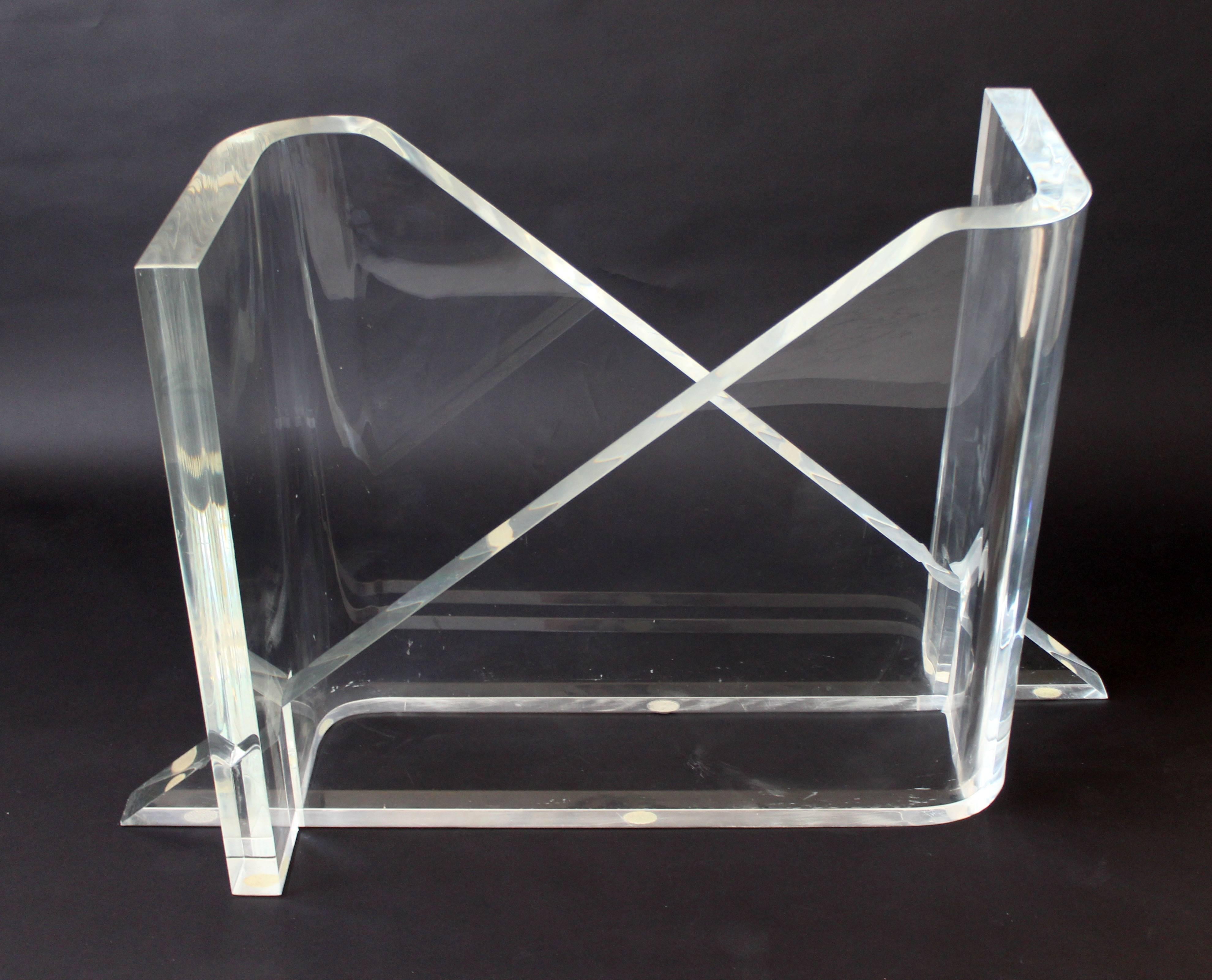 Mid-Century Modern Rare Signed Lucite Glass Dining Table Gary Gutterman, 1970s In Good Condition In Keego Harbor, MI