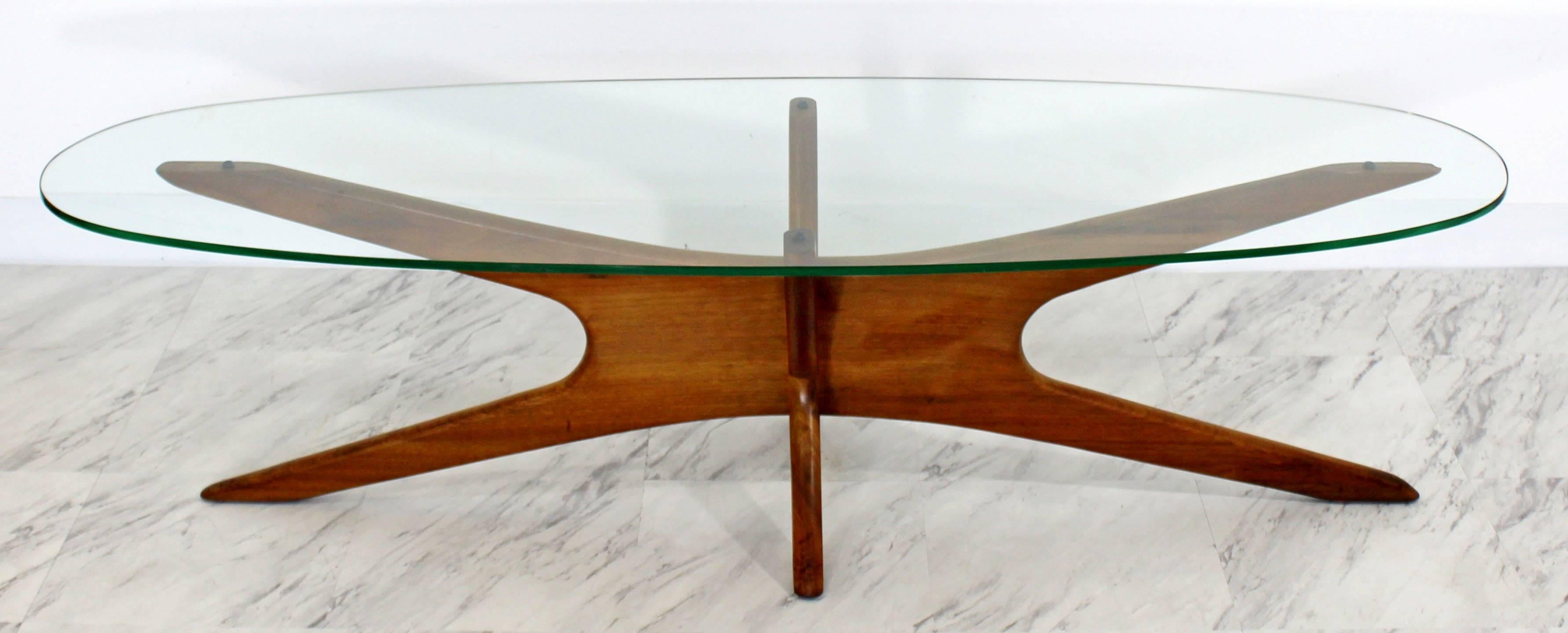 American Mid-Century Modern Rare Adrian Pearsall Coffee Table, 1960s, Glass and Walnut