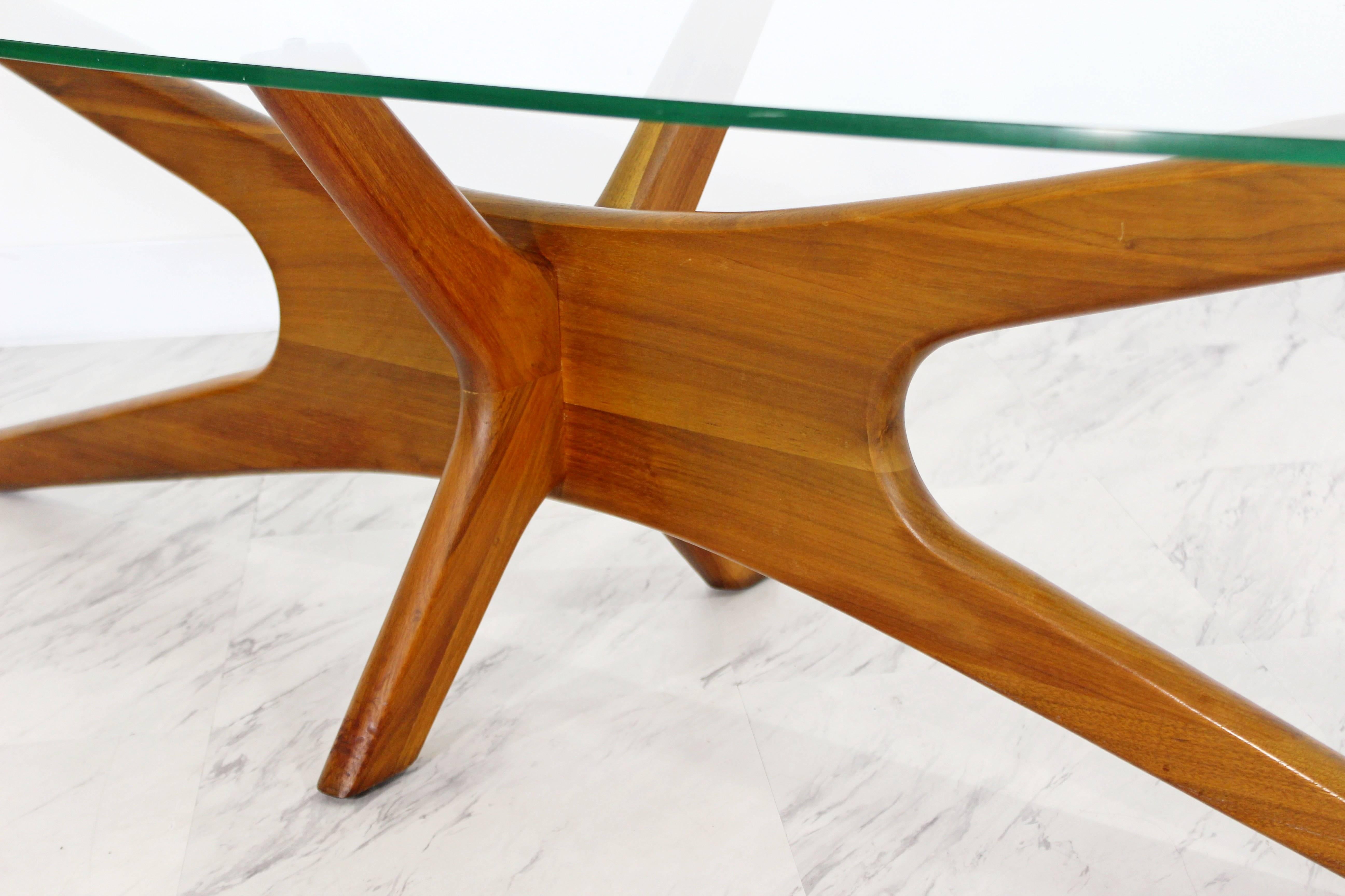Mid-Century Modern Rare Adrian Pearsall Coffee Table, 1960s, Glass and Walnut 3