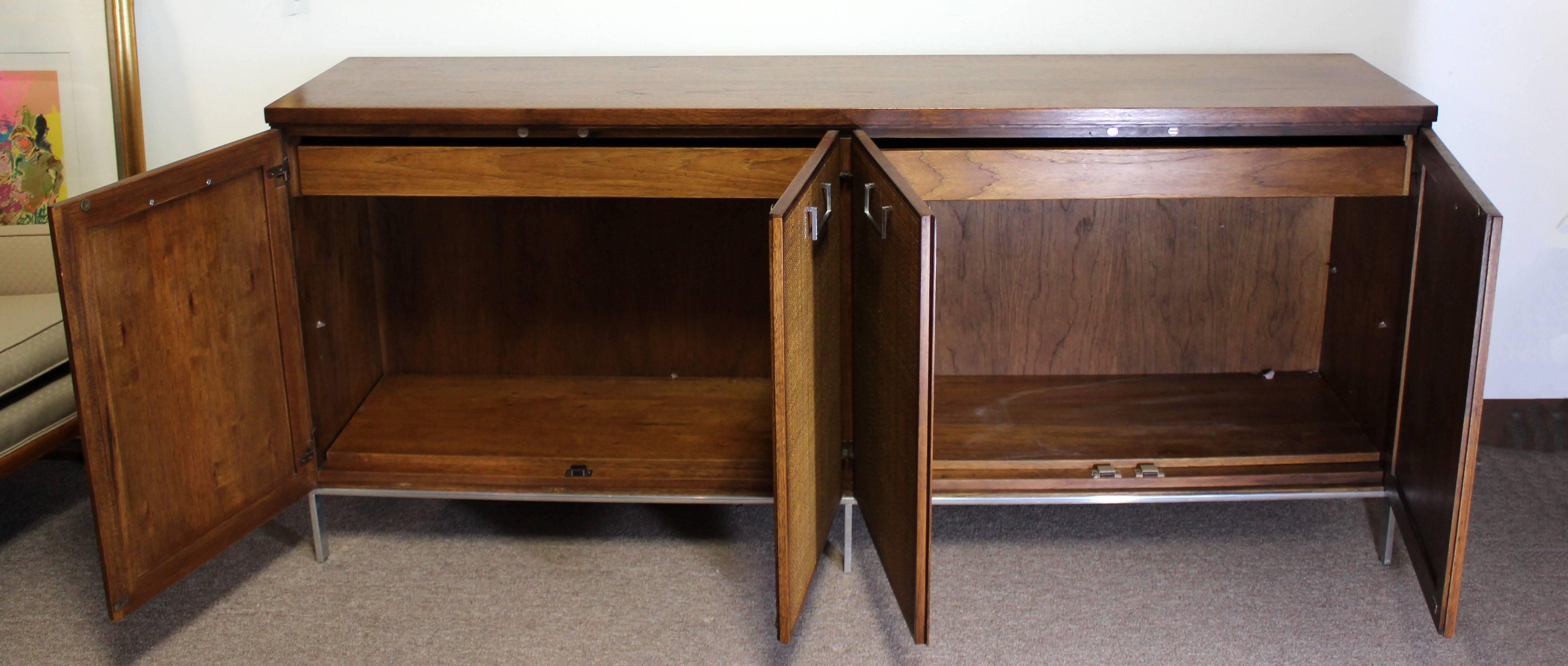 Mid-Century Modern Baughman for Founders Cane and Chrome Server Credenza, 1970s 1