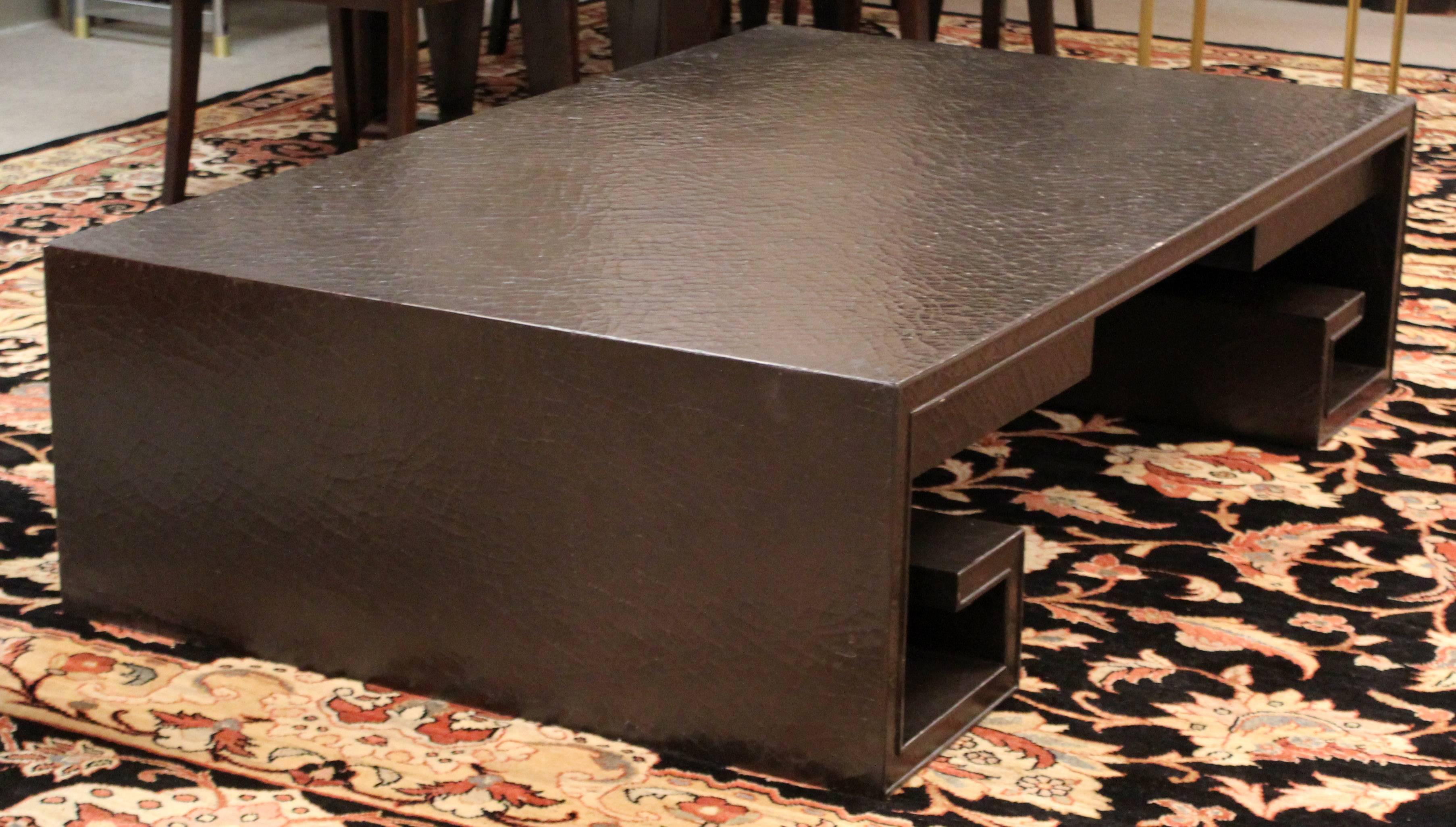 Mid-Century Modern Crackle Lacquer Scroll Coffee Table Thomas Pheasant for Baker In Good Condition In Keego Harbor, MI