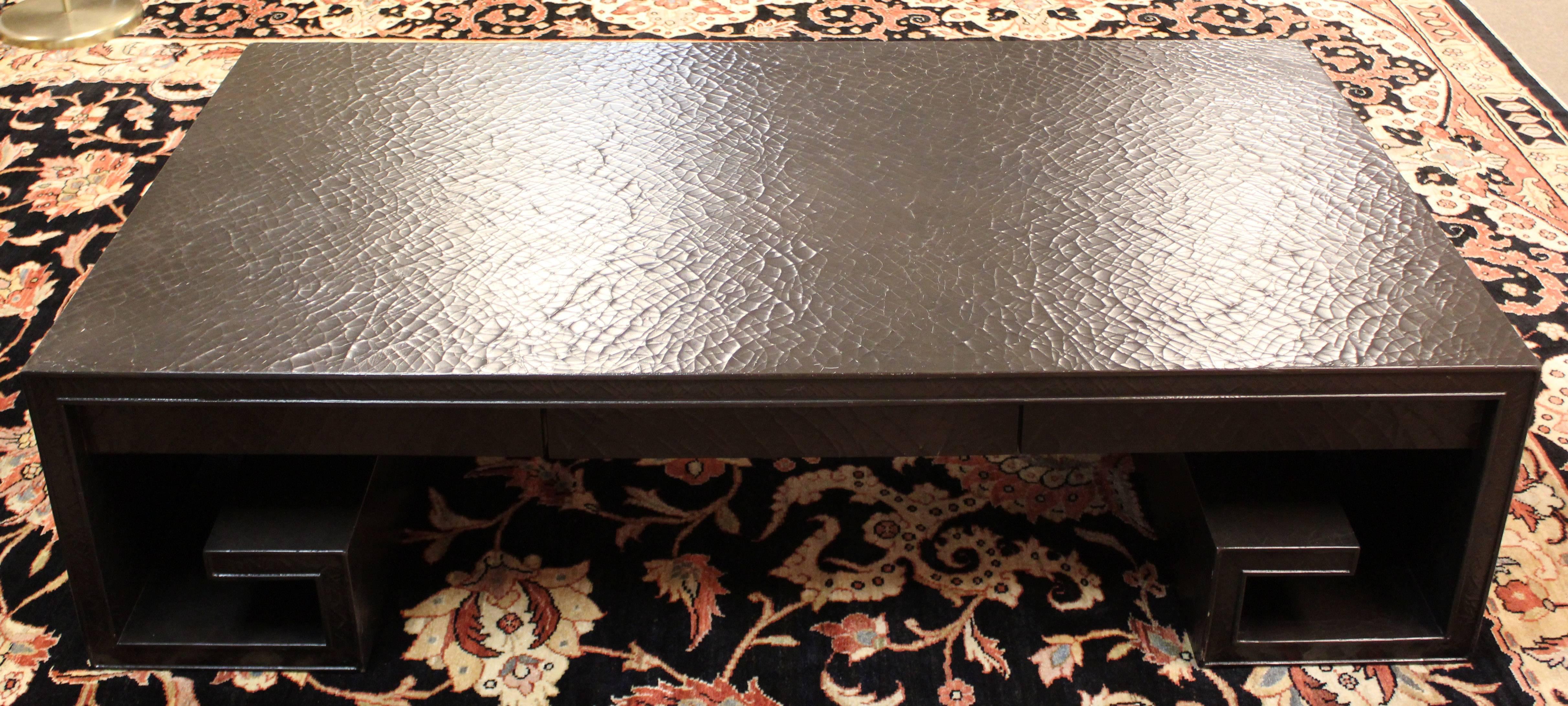 Mid-Century Modern Crackle Lacquer Scroll Coffee Table Thomas Pheasant for Baker 2