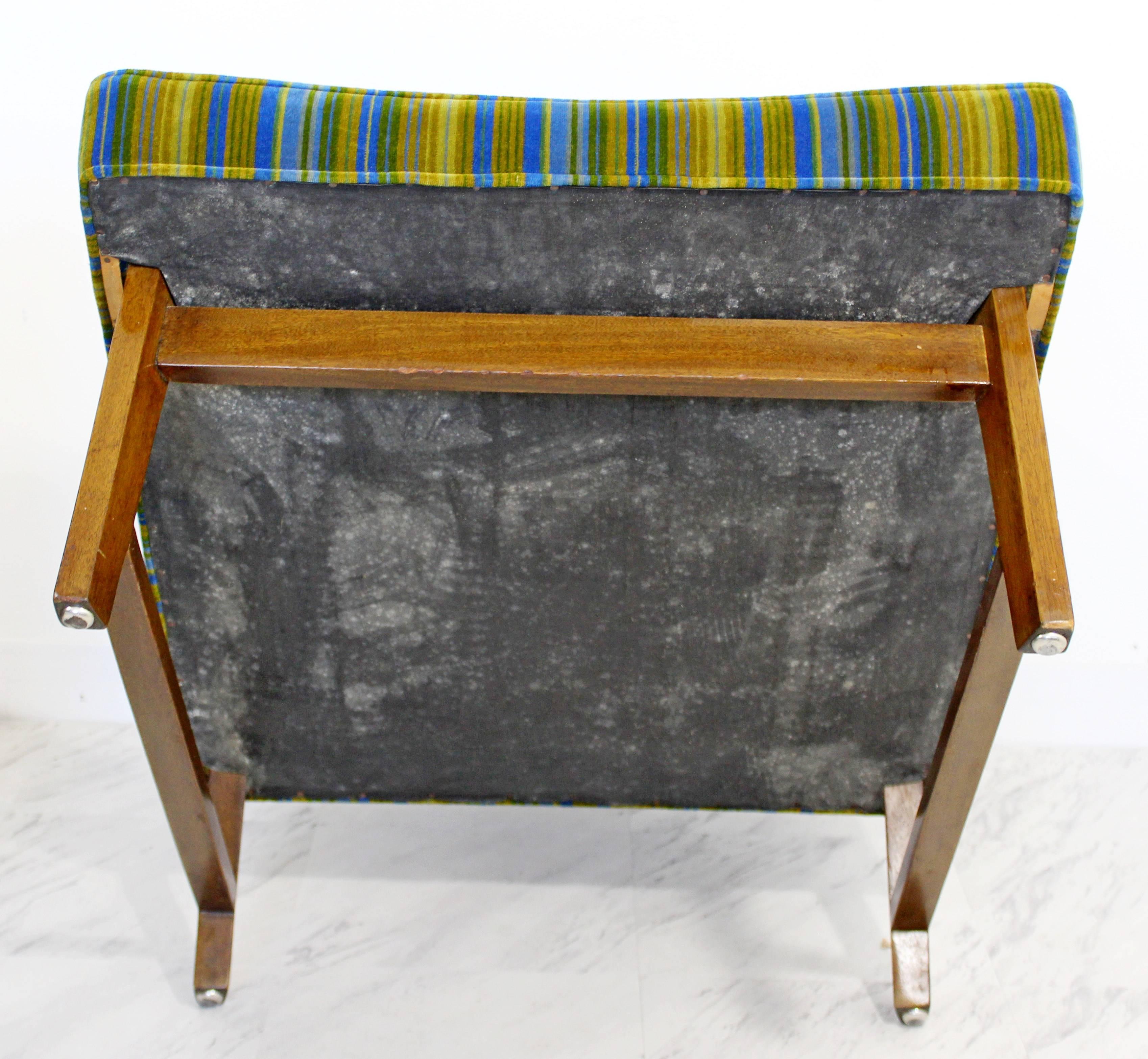 Mid-Century Modern Pair of Wormley for Dunbar Slipper Chairs Lenor Larsen Fabric 1