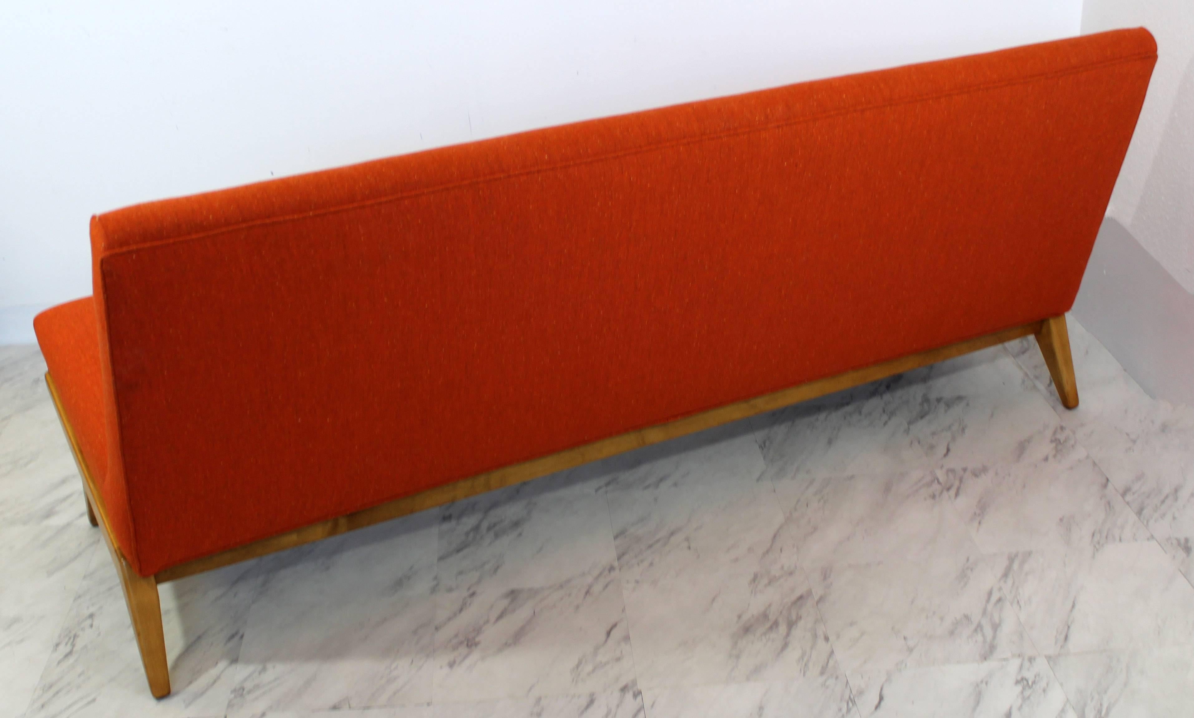 Mid-Century Modern Rare Jens Risom for Knoll Tufted Orange Fabric Sofa, 1950s 4