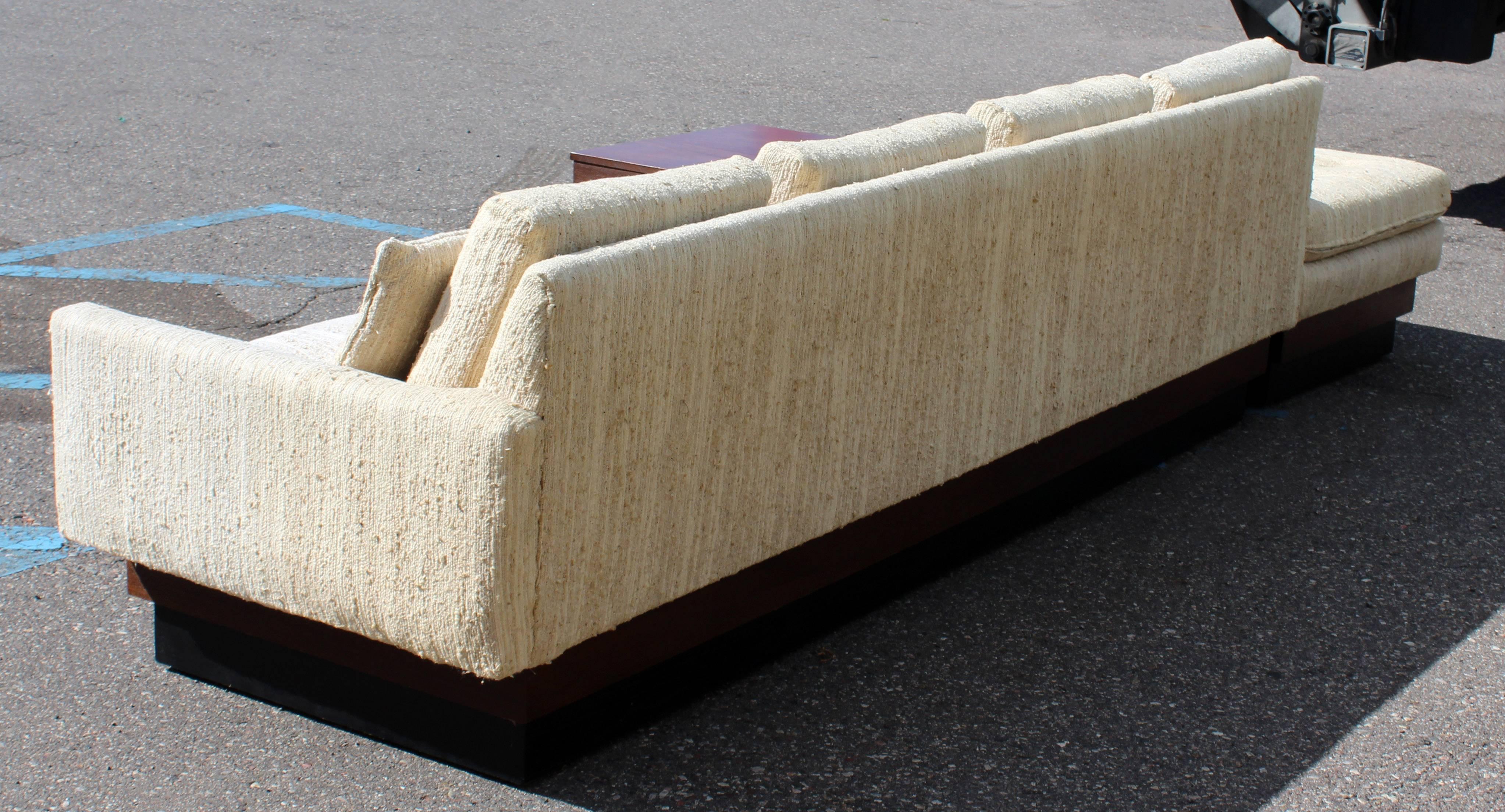 Mid-Century Modern Two-Piece Sofa Black Plinth Base Pearsall Attributed 1