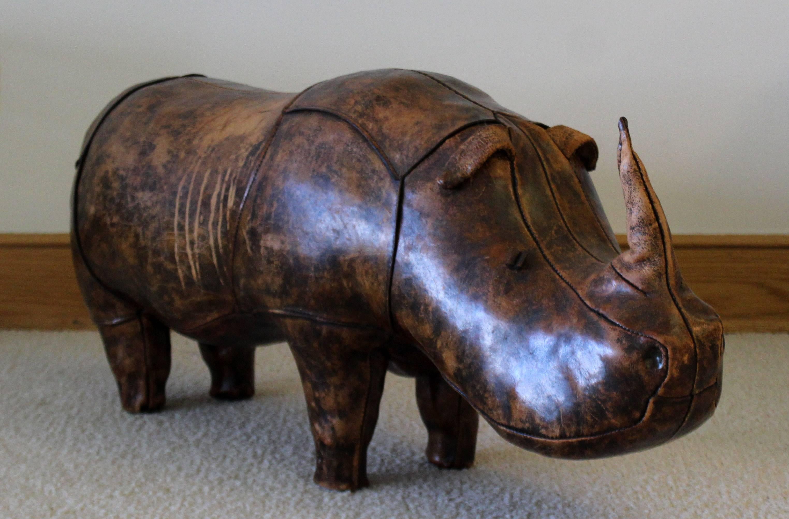 Mid-20th Century Mid-Century Modern Omersa for Abercrombie & Fitch Leather Rhino Footstool, 1960s