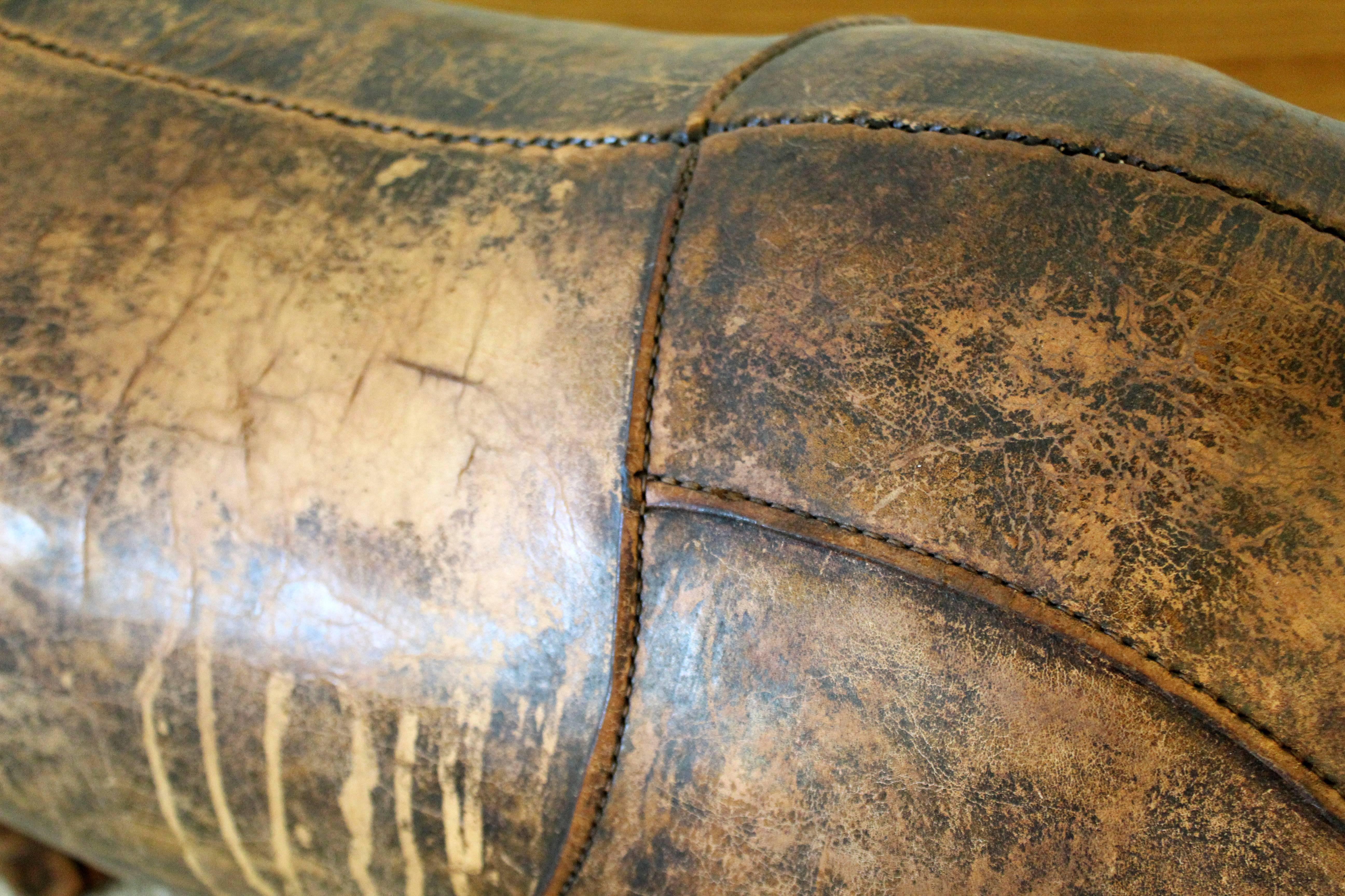 Mid-Century Modern Omersa for Abercrombie & Fitch Leather Rhino Footstool, 1960s 3