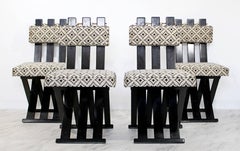 Mid-Century Modern Harvey Probber Set of Four X-Base Side Chairs Brass, 1960s