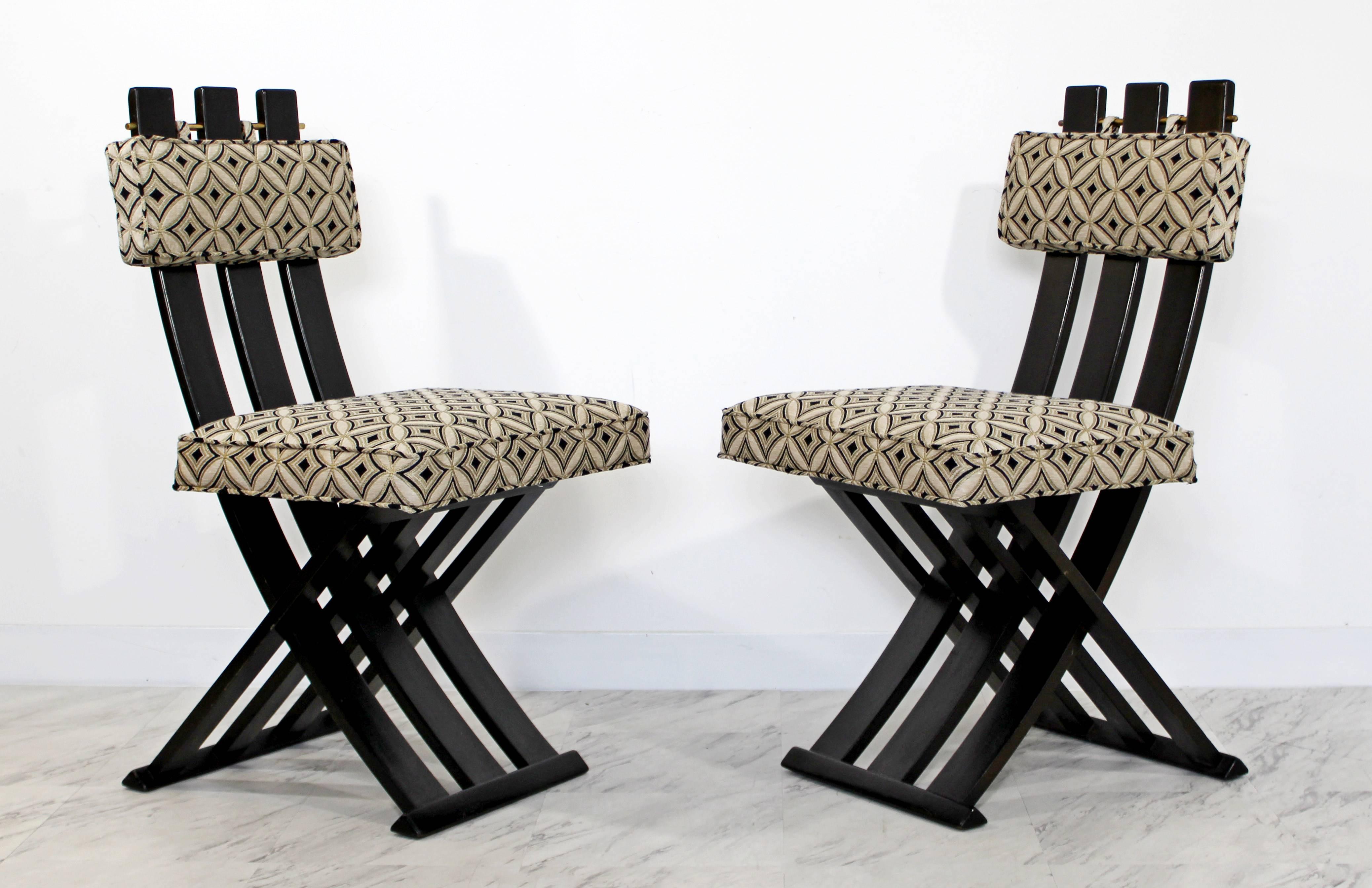 Mid-20th Century Mid-Century Modern Harvey Probber Set of Four X-Base Side Chairs Brass, 1960s