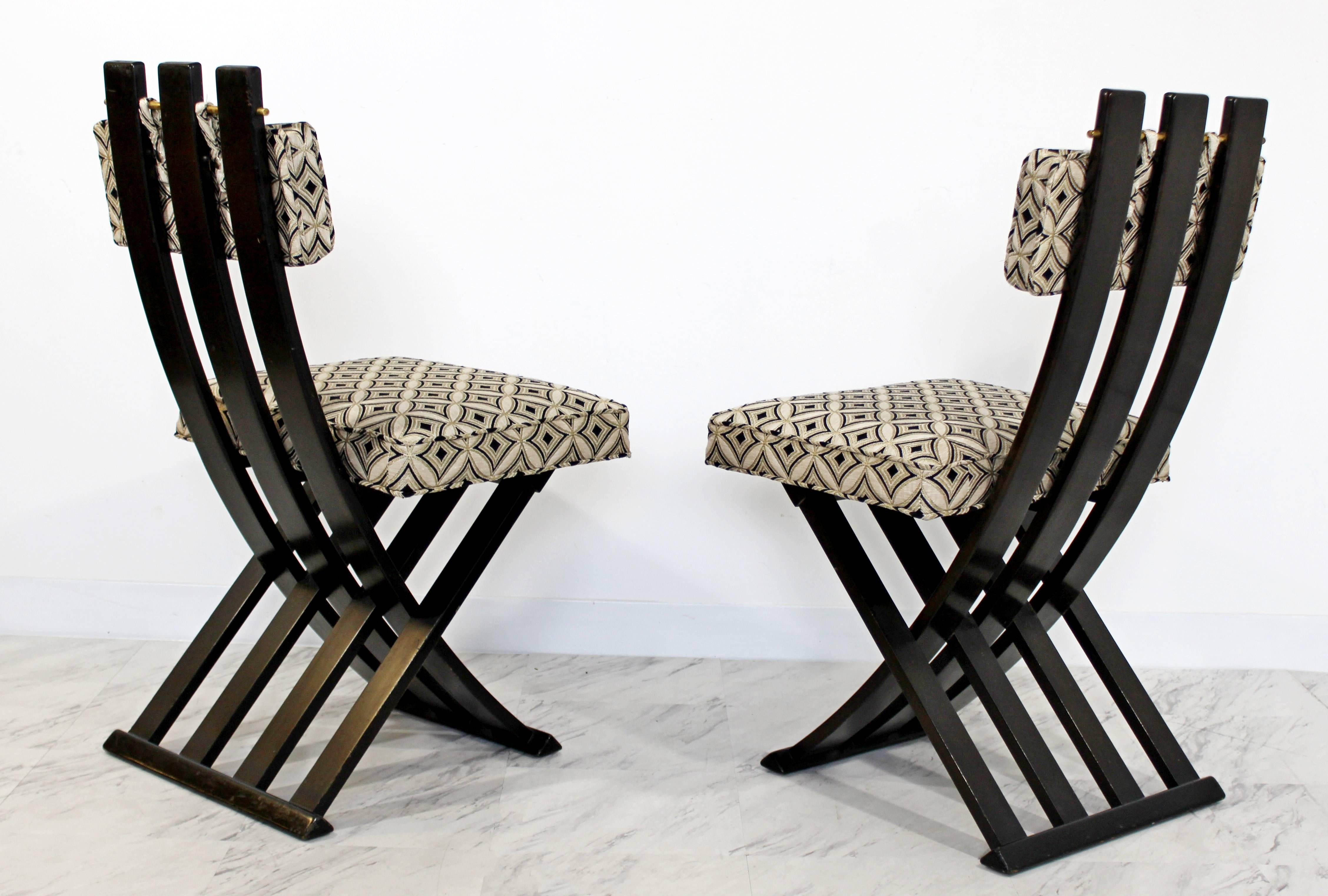 Mid-Century Modern Harvey Probber Set of Four X-Base Side Chairs Brass, 1960s 1