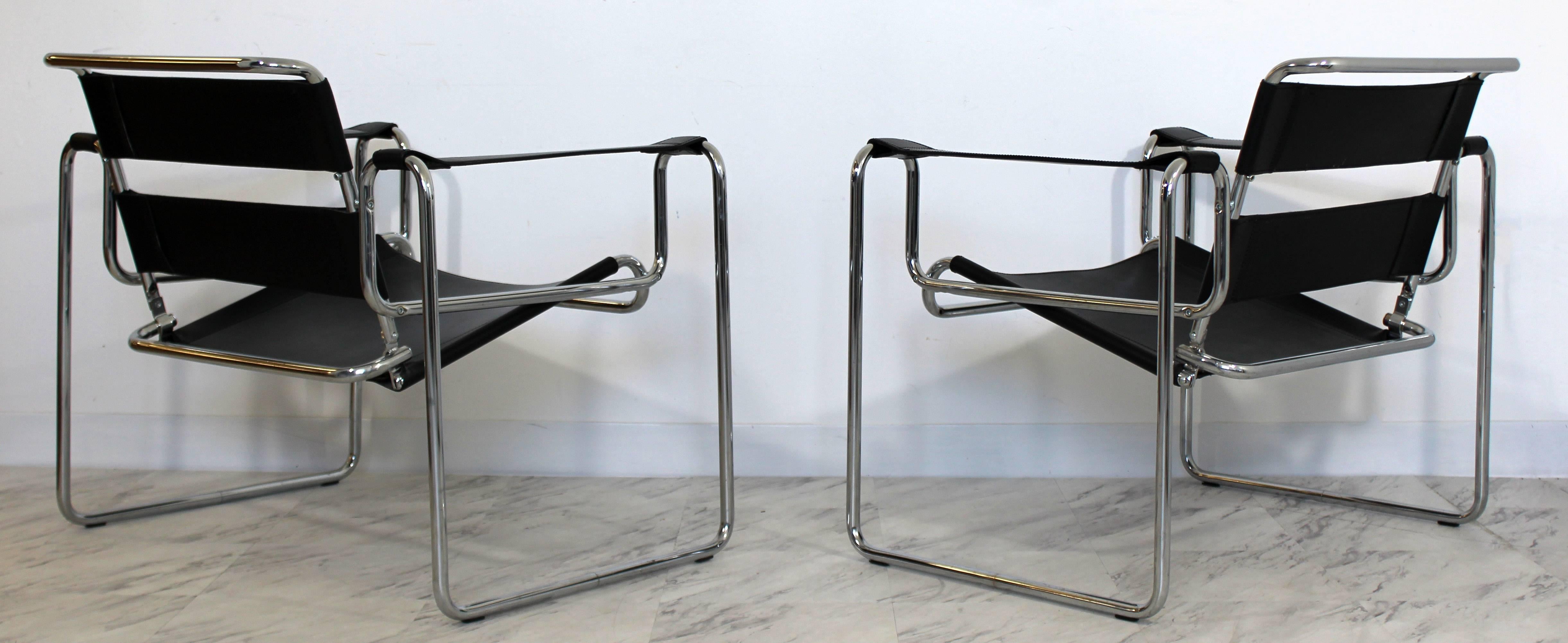 Chrome Mid-Century Modern Pair of Original Black Breuer for Stendig Wassily Chairs