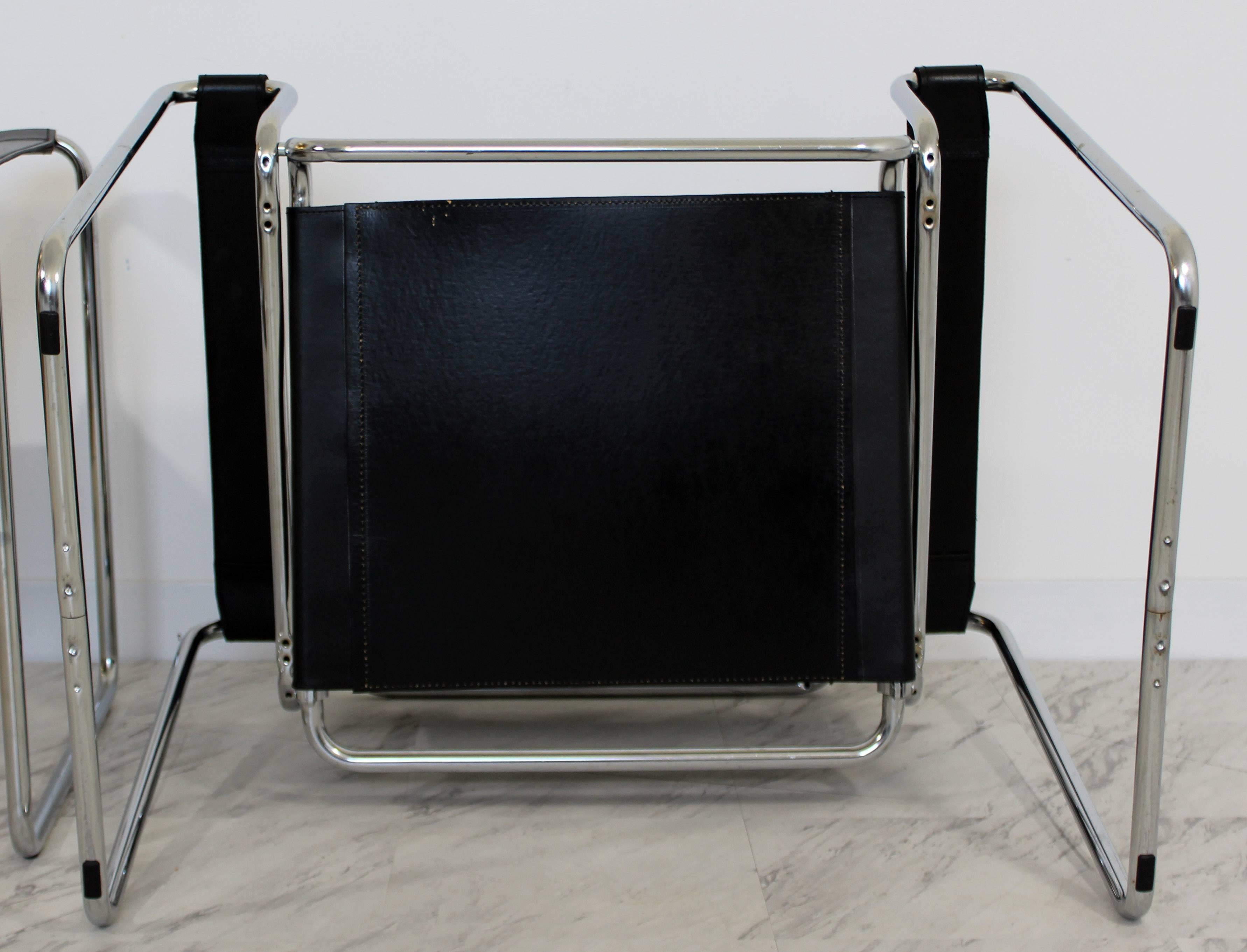 Mid-Century Modern Pair of Original Black Breuer for Stendig Wassily Chairs 2