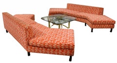 Mid-Century Modern Pair of Rare Curved Sofas Sectional Dunbar Baker Style Asian