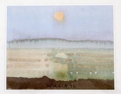 Mid-Century Modern Framed Watercolor by Robert Wilbert Signed Dated 1972 Sunrise