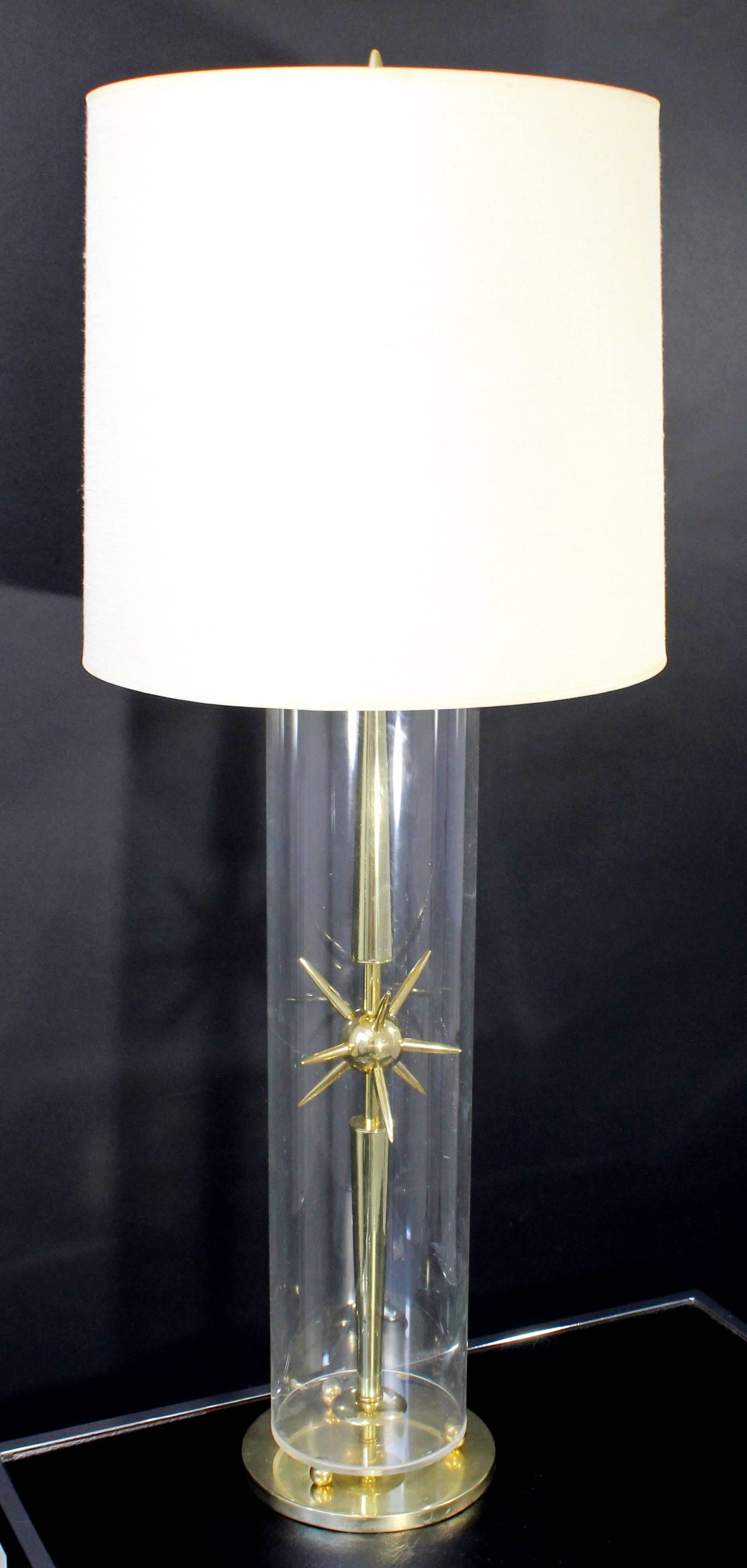 American Mid-Century Modern Sputnik Atomic Glass & Brass Table Lamp by Mutual Sunset Co.