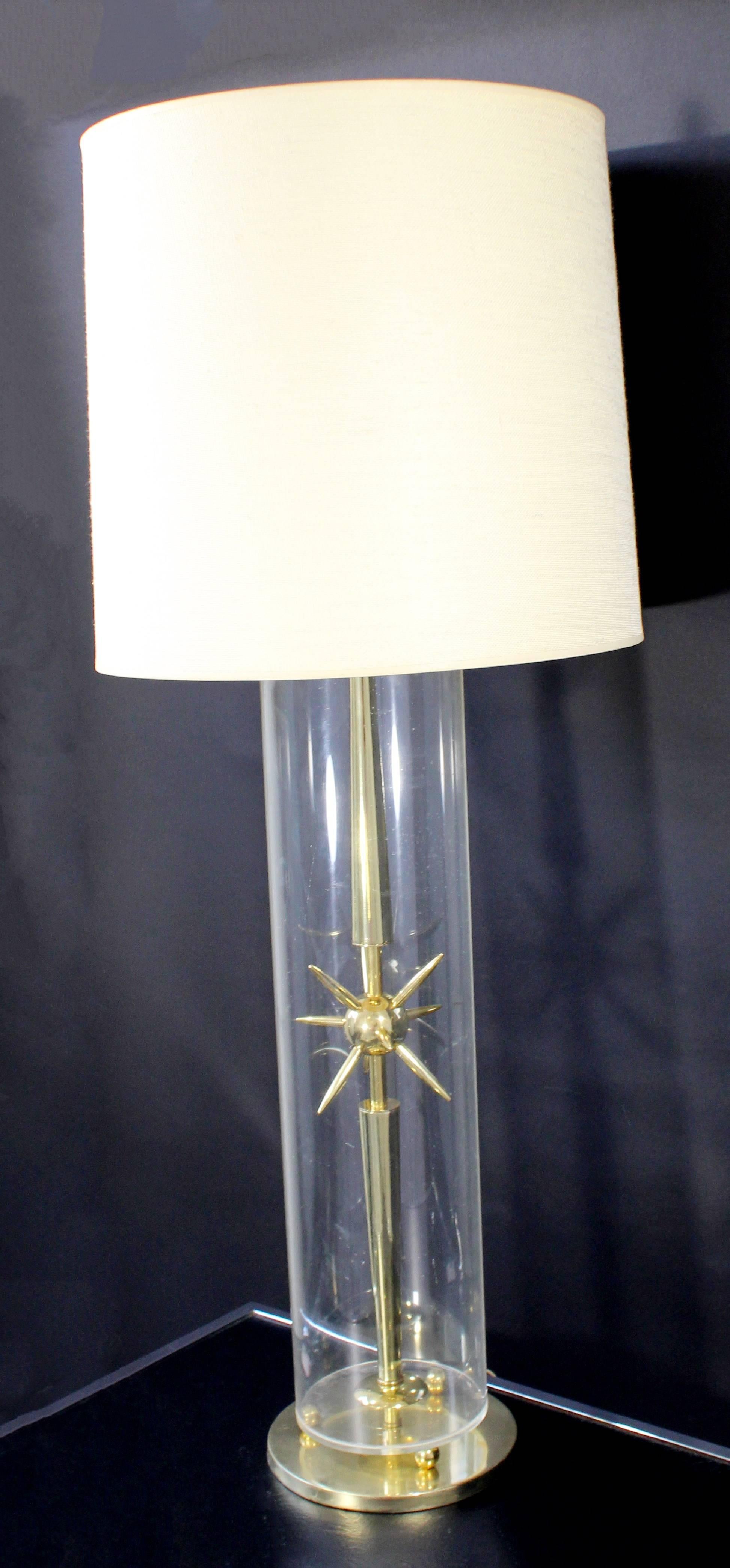 Mid-Century Modern Sputnik Atomic Glass & Brass Table Lamp by Mutual Sunset Co. In Good Condition In Keego Harbor, MI