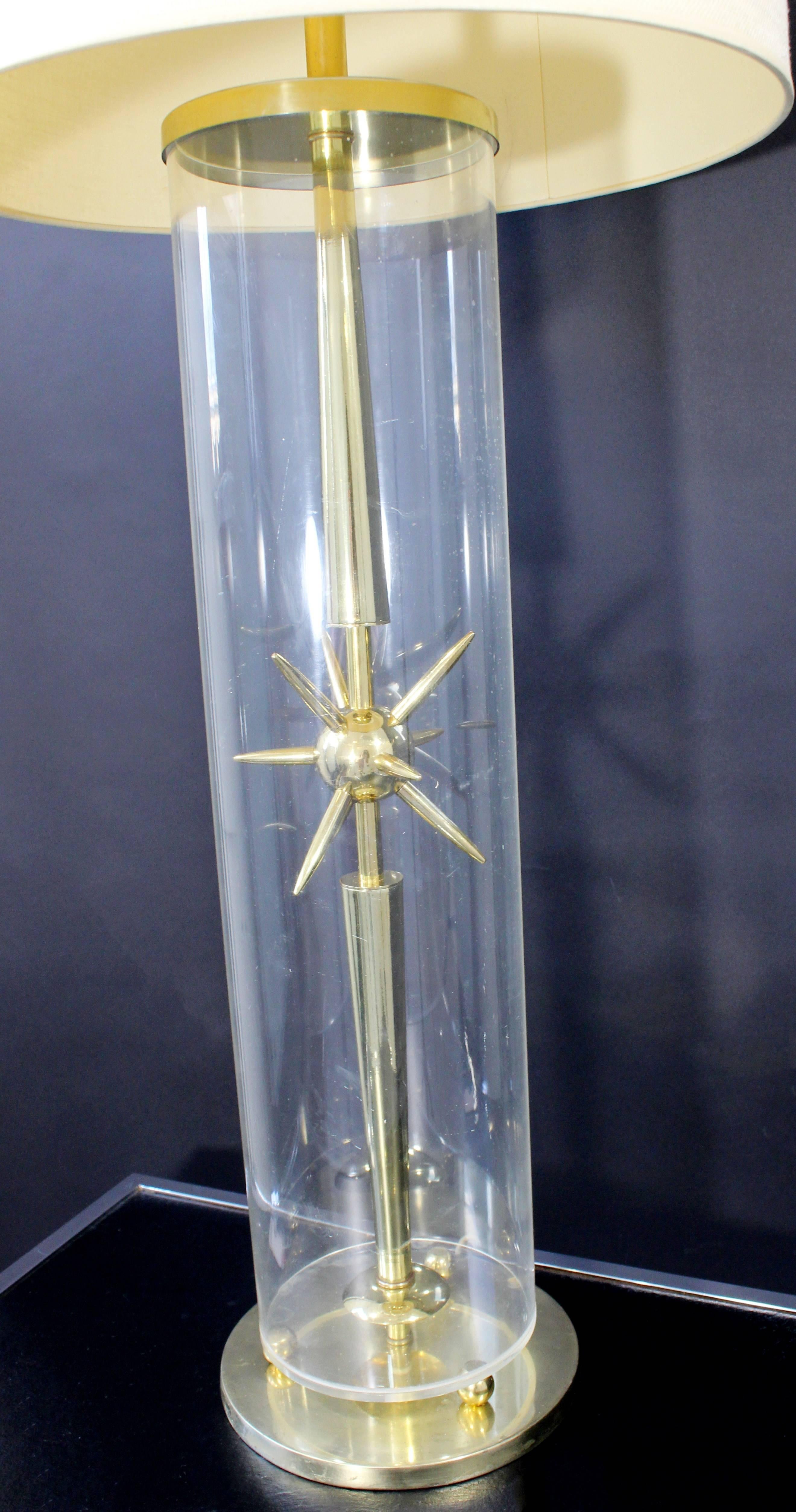 Mid-20th Century Mid-Century Modern Sputnik Atomic Glass & Brass Table Lamp by Mutual Sunset Co.