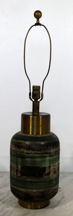Art Deco Marianna Von Allesch Glazed Green Ceramic and Brass Table Lamp, 1940s