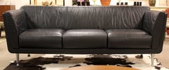Contemporary Modern Goetz Sofa Herman Miller Wood Wrapped Frame Leather Chrome