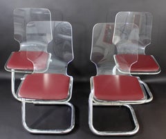Mid-Century Modern Set of Four Lucite Dining Chairs by Luigi Bardini for Hill