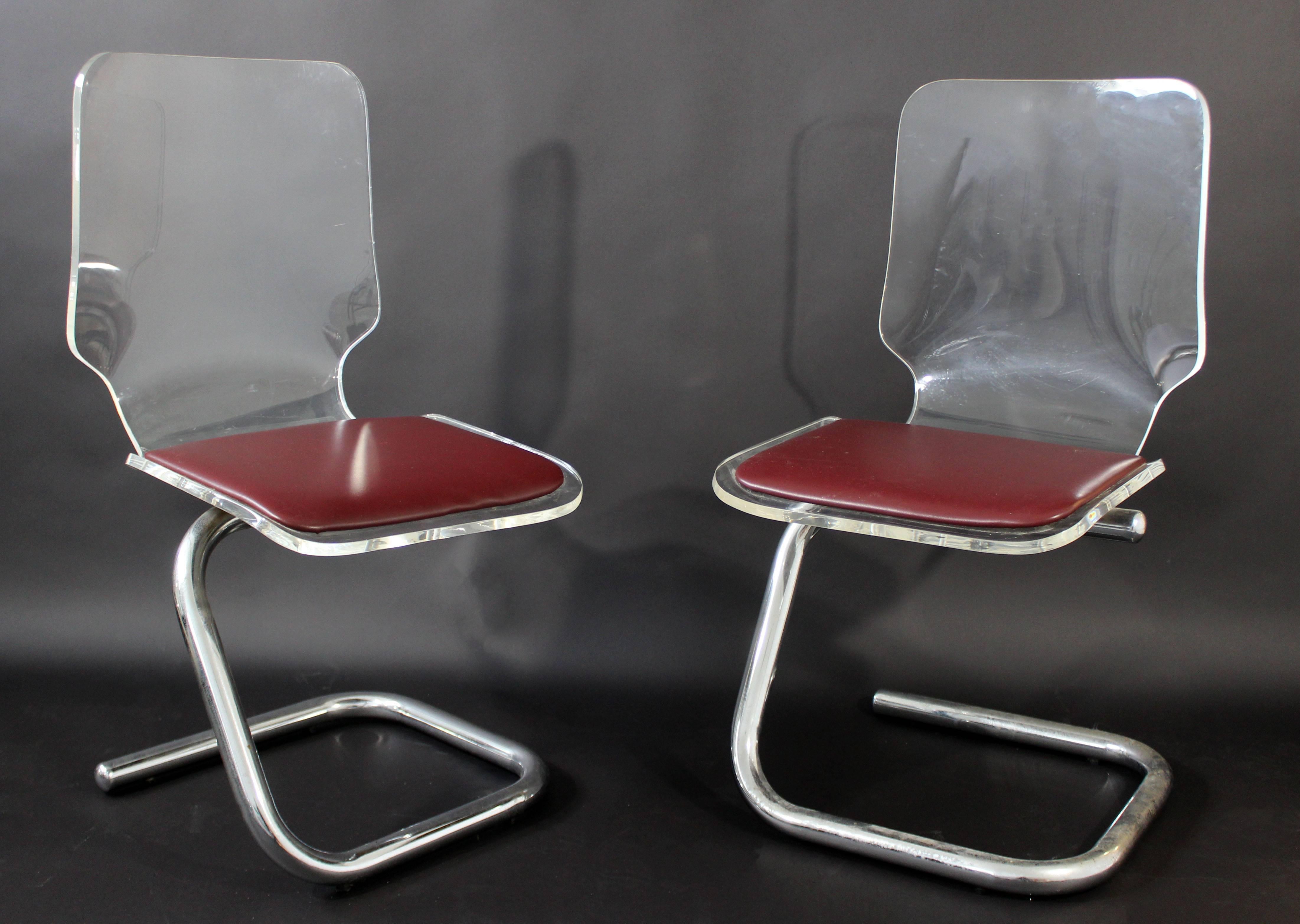 Italian Mid-Century Modern Set of Four Lucite Dining Chairs by Luigi Bardini for Hill