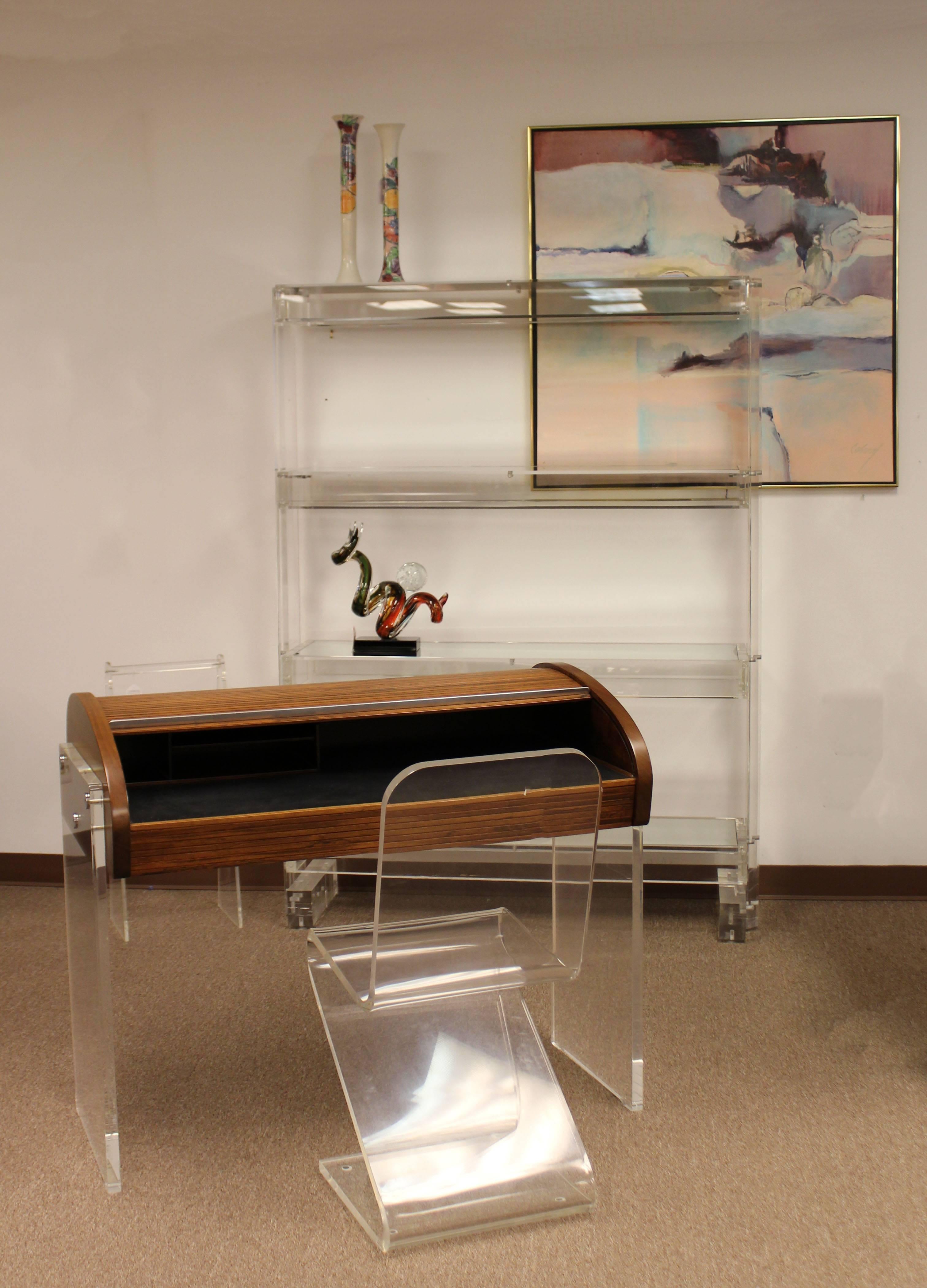 Mid-Century Modern Vladimir Kagan Roll Top Lucite and Rosewood Desk, 1960s 5