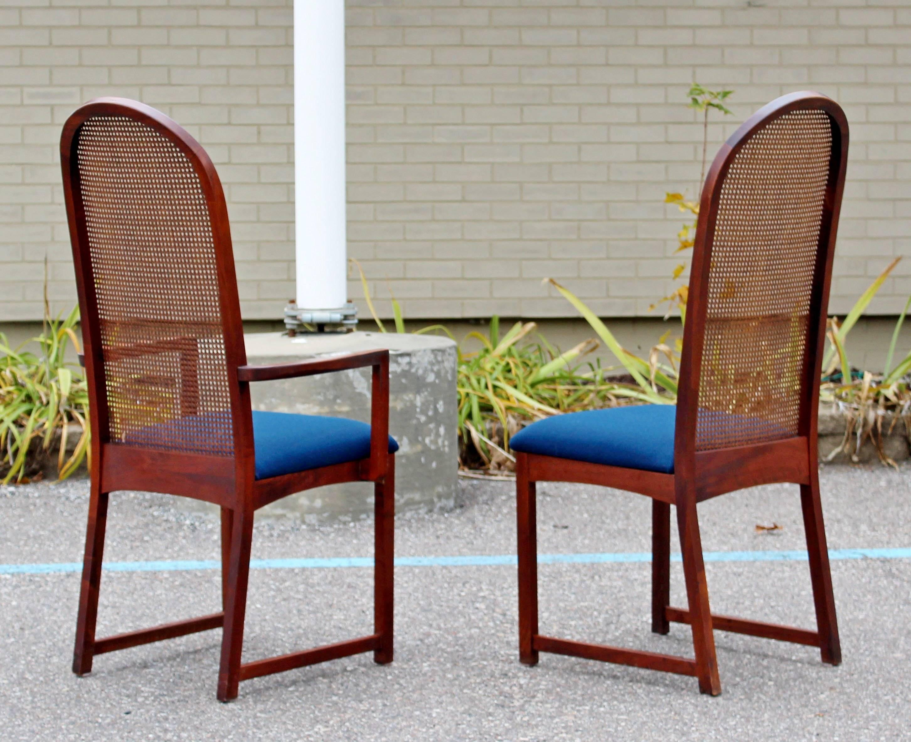 Mid-Century Modern Set Ten Dining Chairs Milo Baughman Directional Walnut & Cane 2