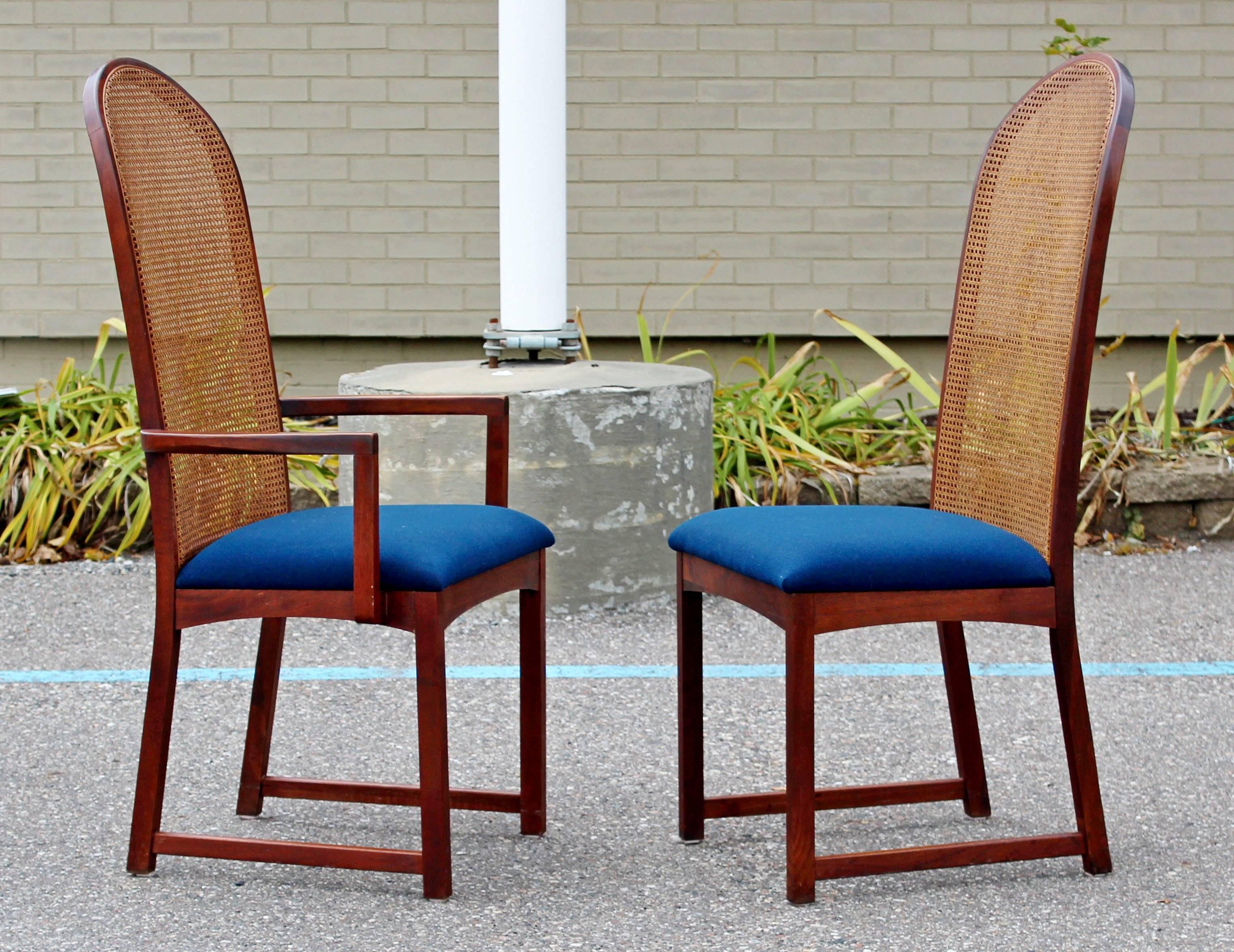 Mid-20th Century Mid-Century Modern Set Ten Dining Chairs Milo Baughman Directional Walnut & Cane