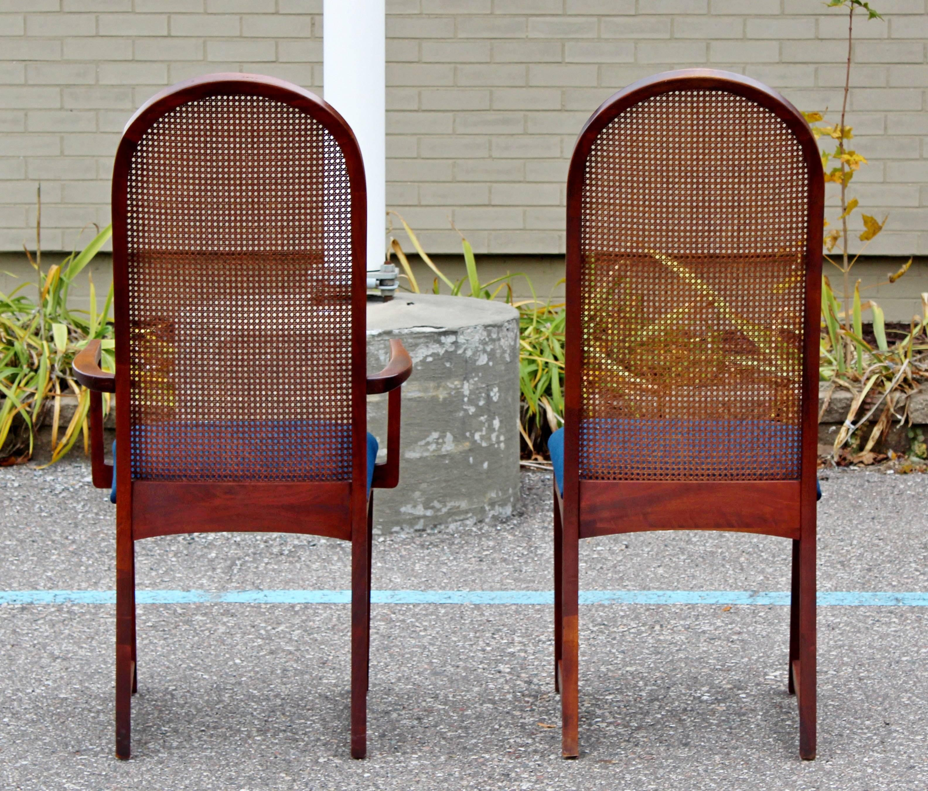 Mid-Century Modern Set Ten Dining Chairs Milo Baughman Directional Walnut & Cane 3