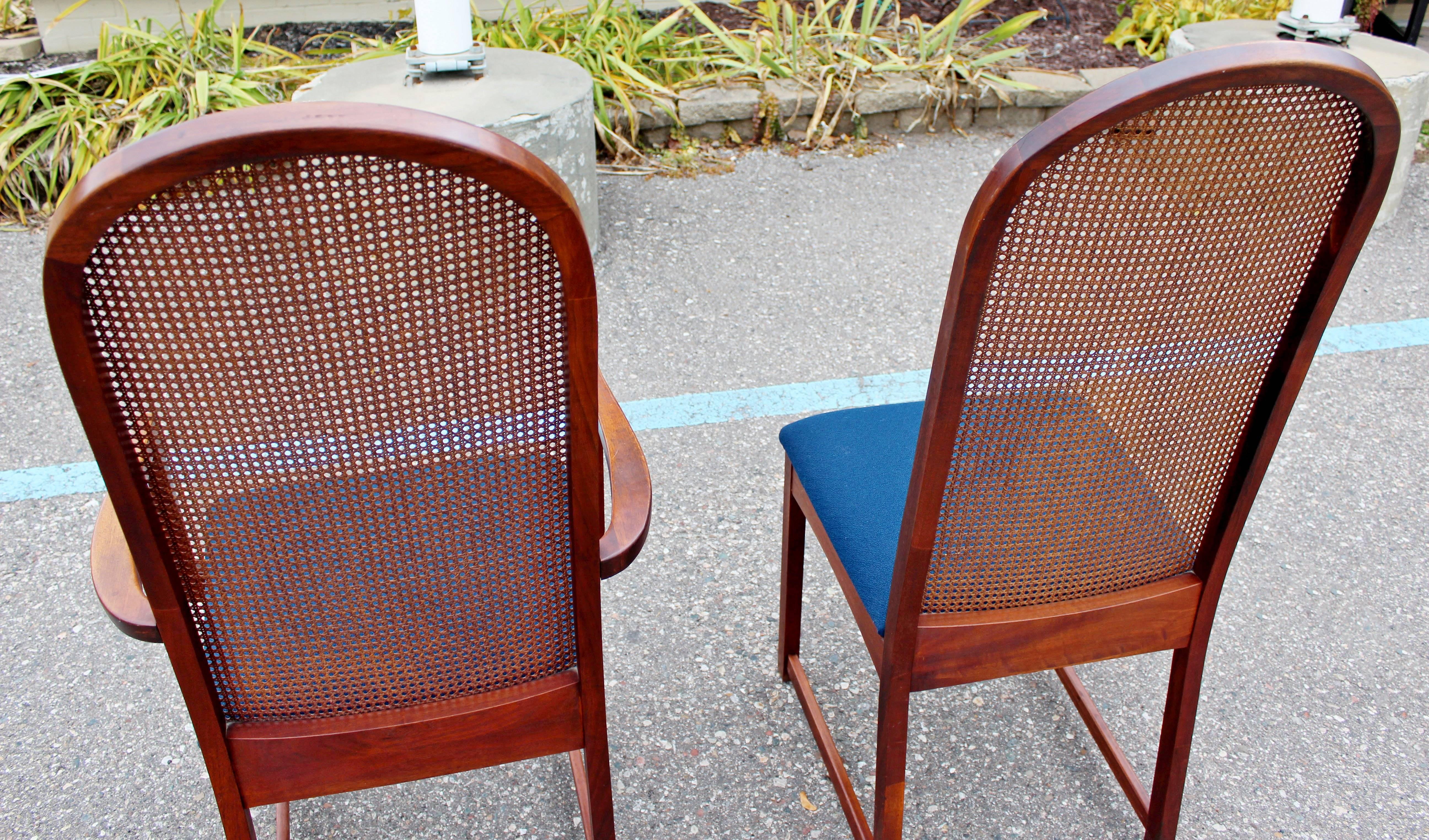 Mid-Century Modern Set Ten Dining Chairs Milo Baughman Directional Walnut & Cane 4