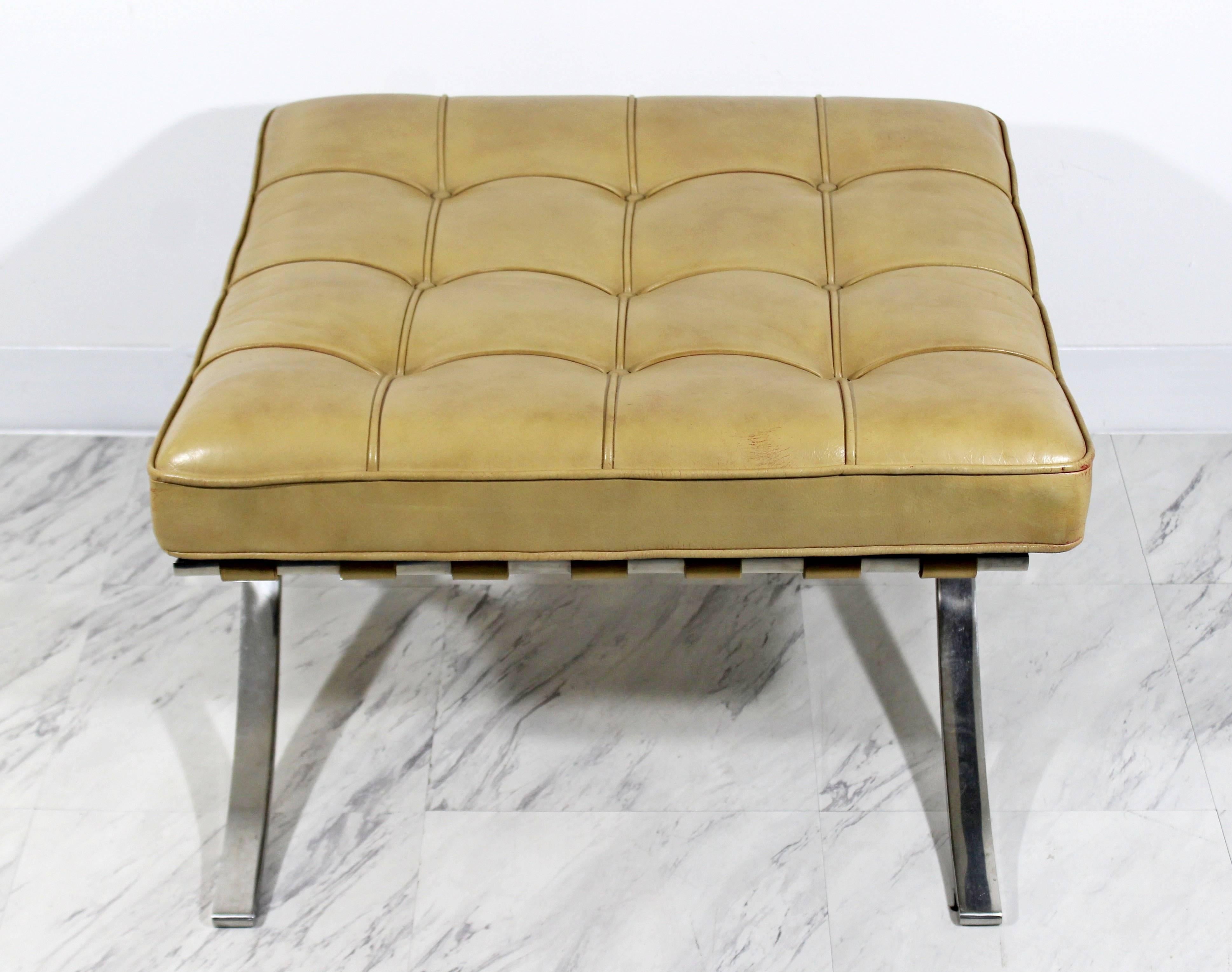 Leather Mid-Century Modern Vintage Mies van der Rohe for Knoll Barcelona Ottoman, 1970s