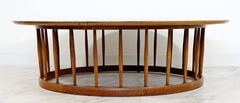 Mid-Century Modern John Van Koert for Drexel Round Walnut Spindle Coffee Table