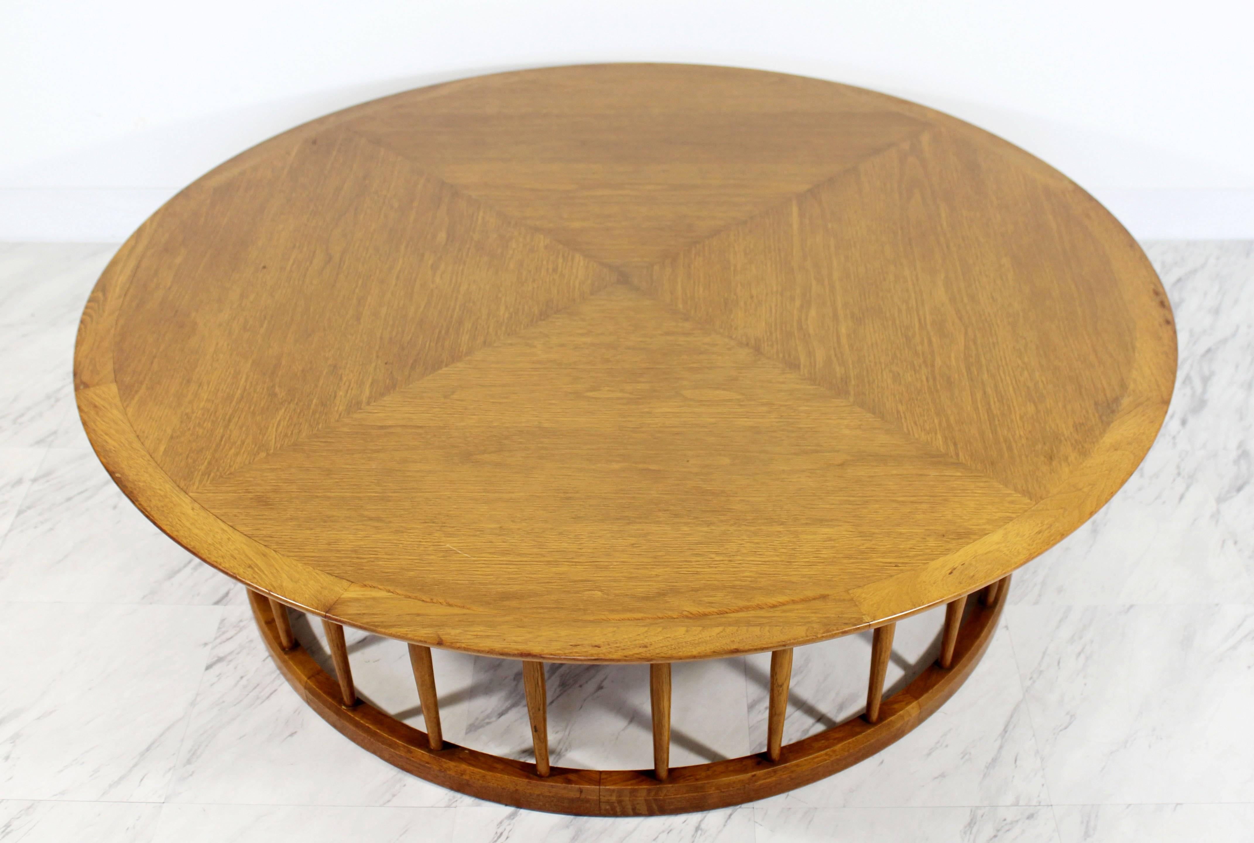 American Mid-Century Modern John Van Koert for Drexel Round Walnut Spindle Coffee Table