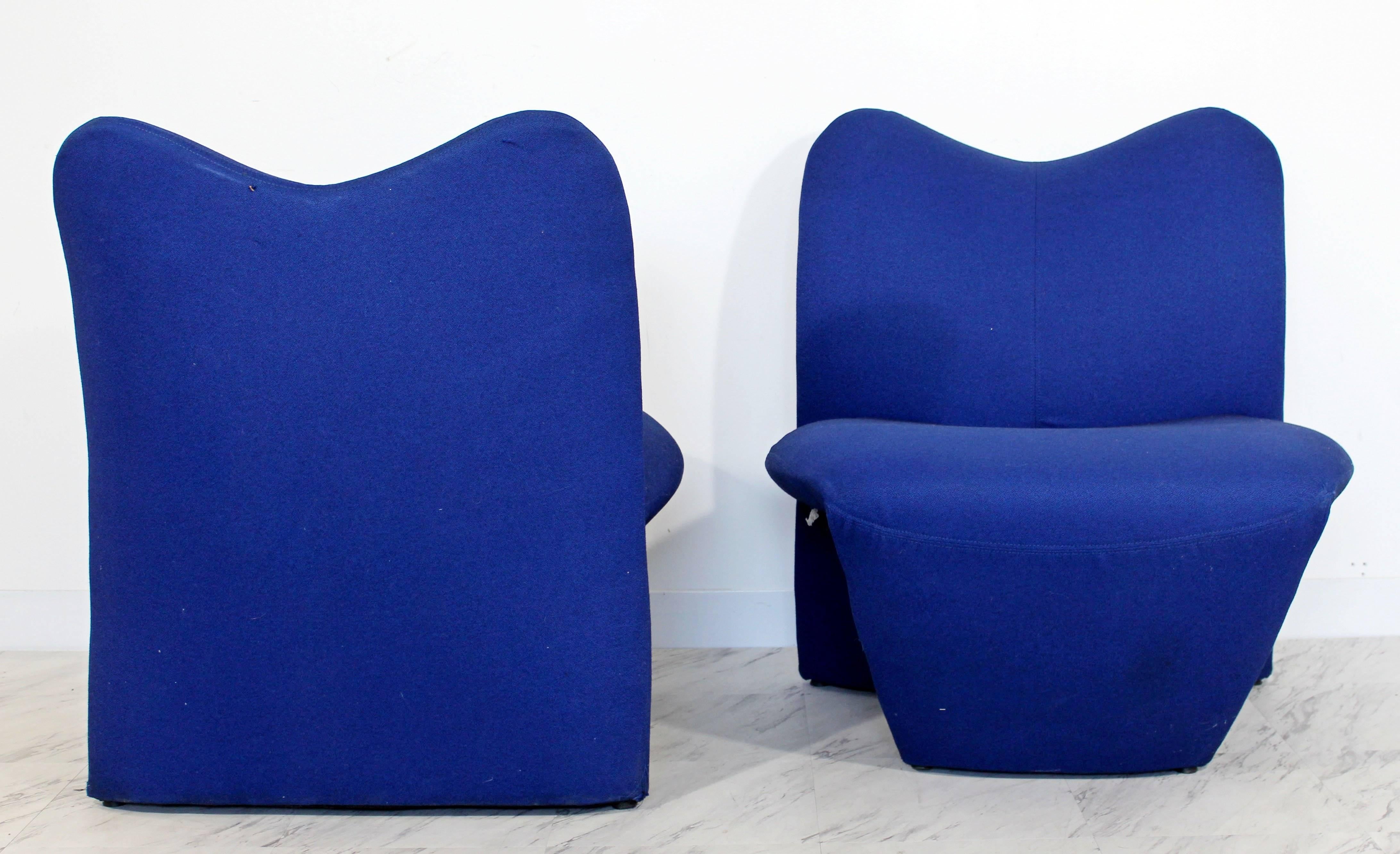 Late 20th Century Mid-Century Modern Pair of Sculpted Accent Chairs Paulin Panton Style Italian