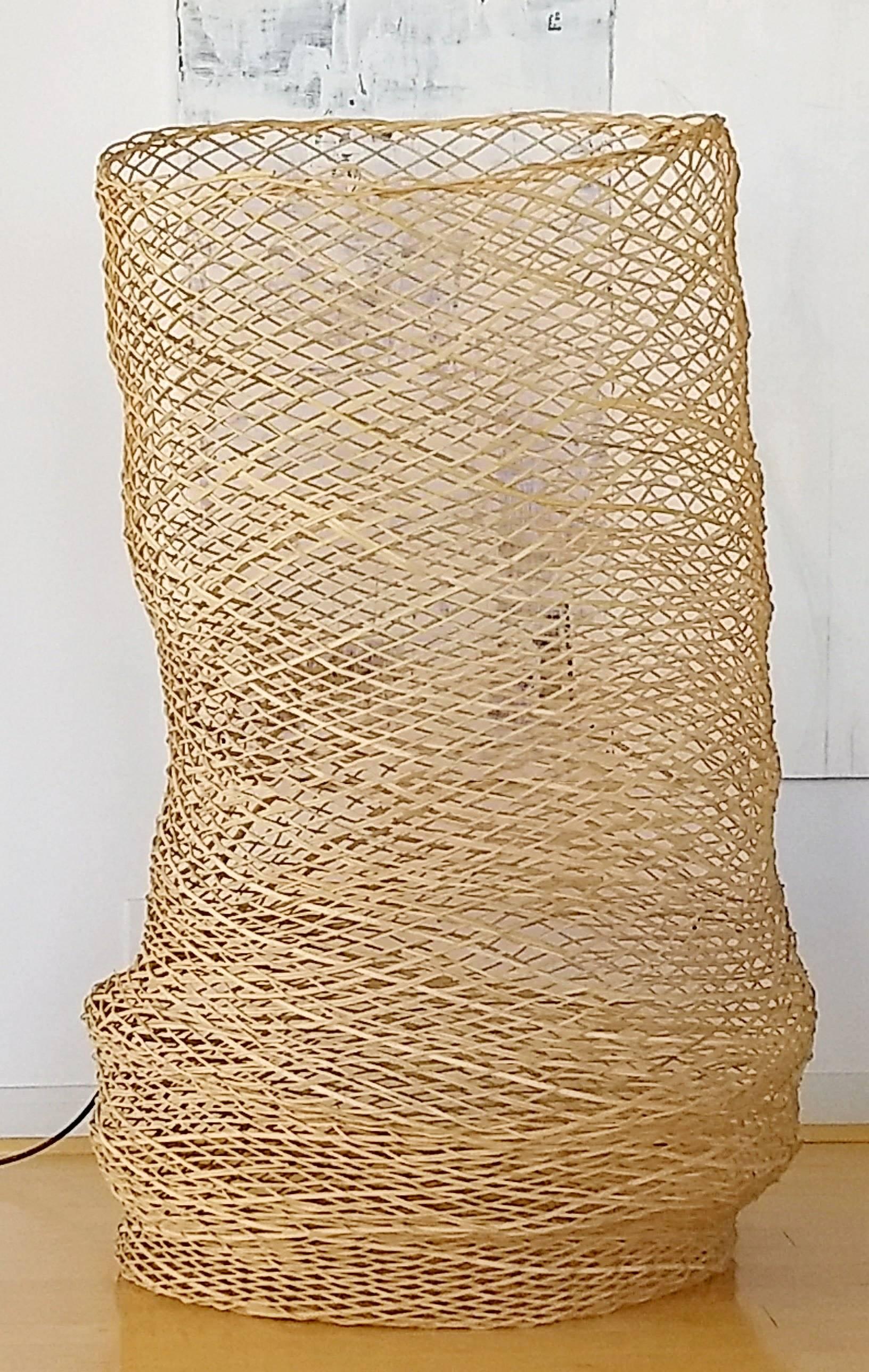 American Linda Kelly Contemporary Woven Basket Standing Floor Art Sculpture