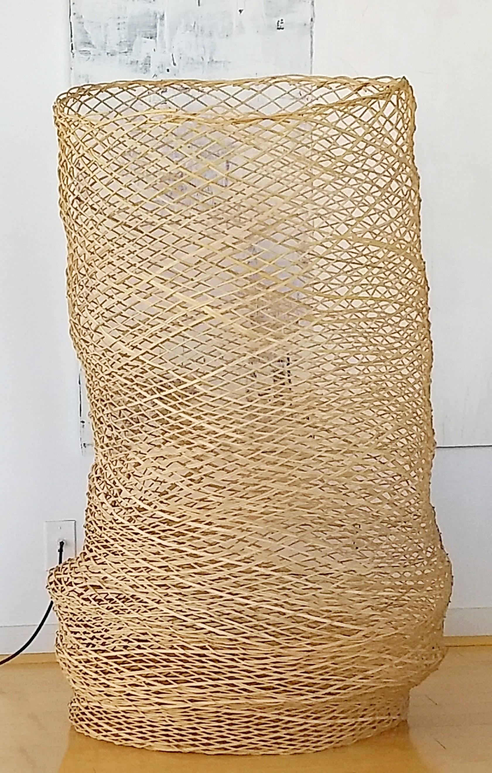 Linda Kelly Contemporary Woven Basket Standing Floor Art Sculpture In Good Condition In Keego Harbor, MI