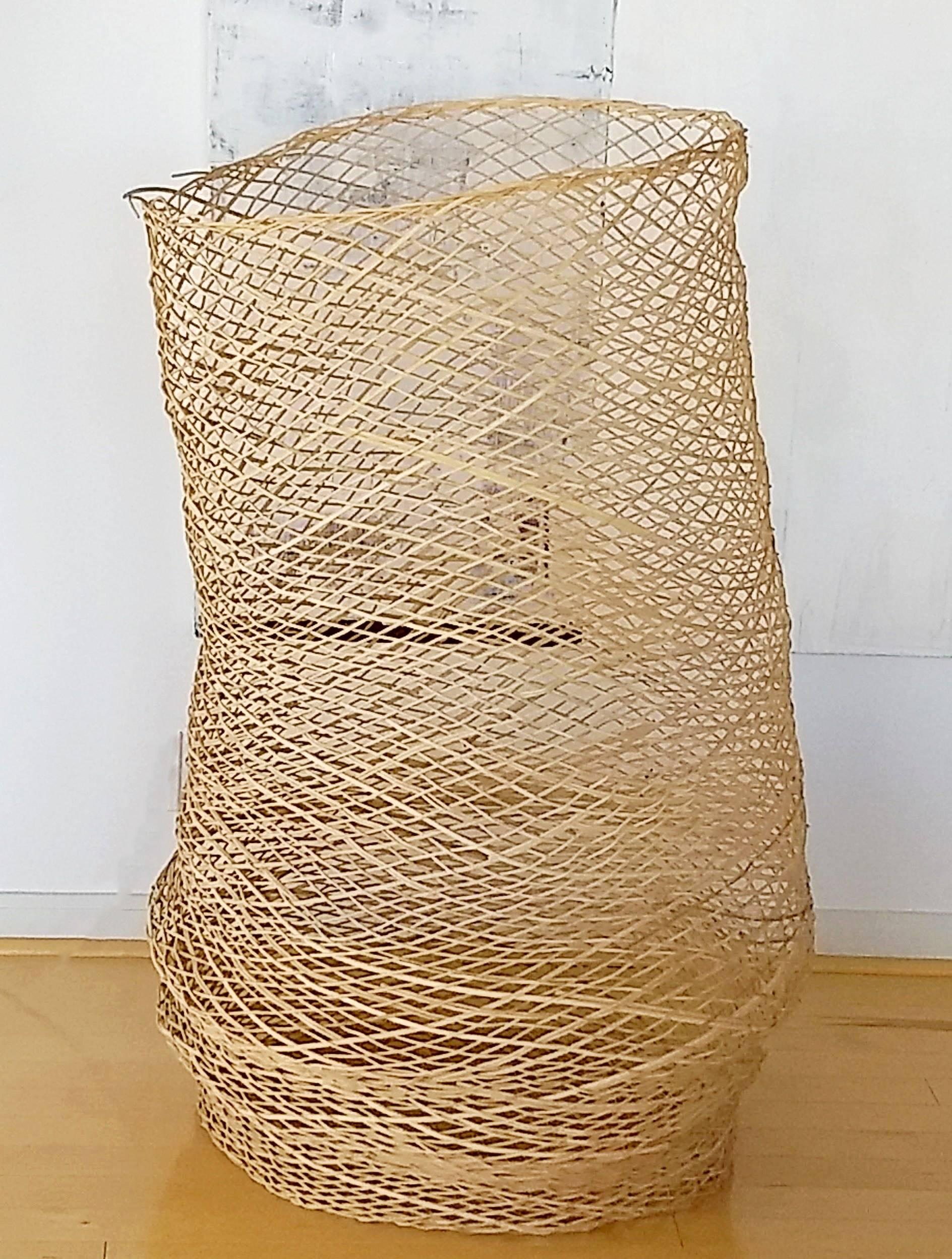 Modern Linda Kelly Contemporary Woven Basket Standing Floor Art Sculpture