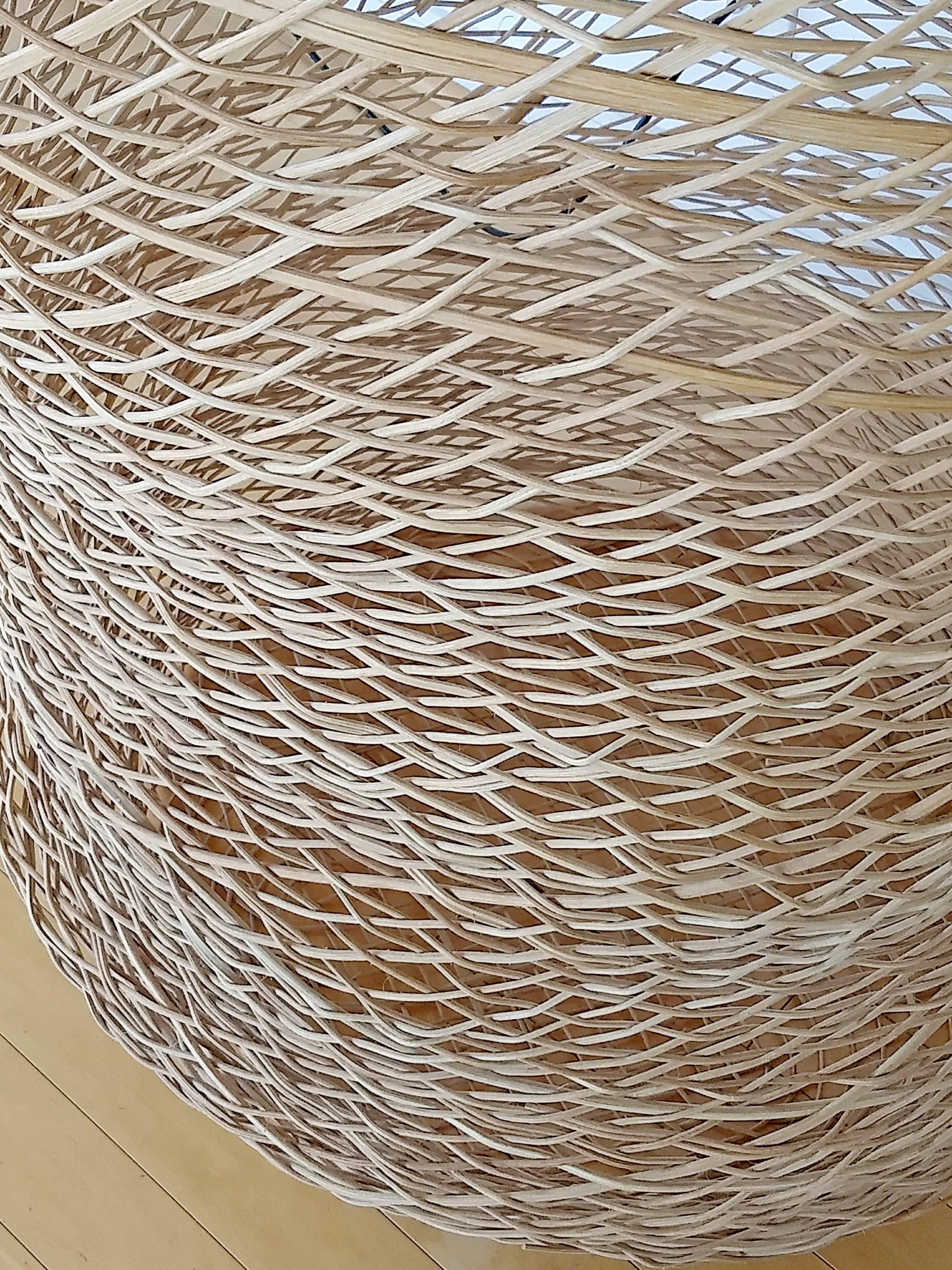 Wood Linda Kelly Contemporary Woven Basket Standing Floor Art Sculpture