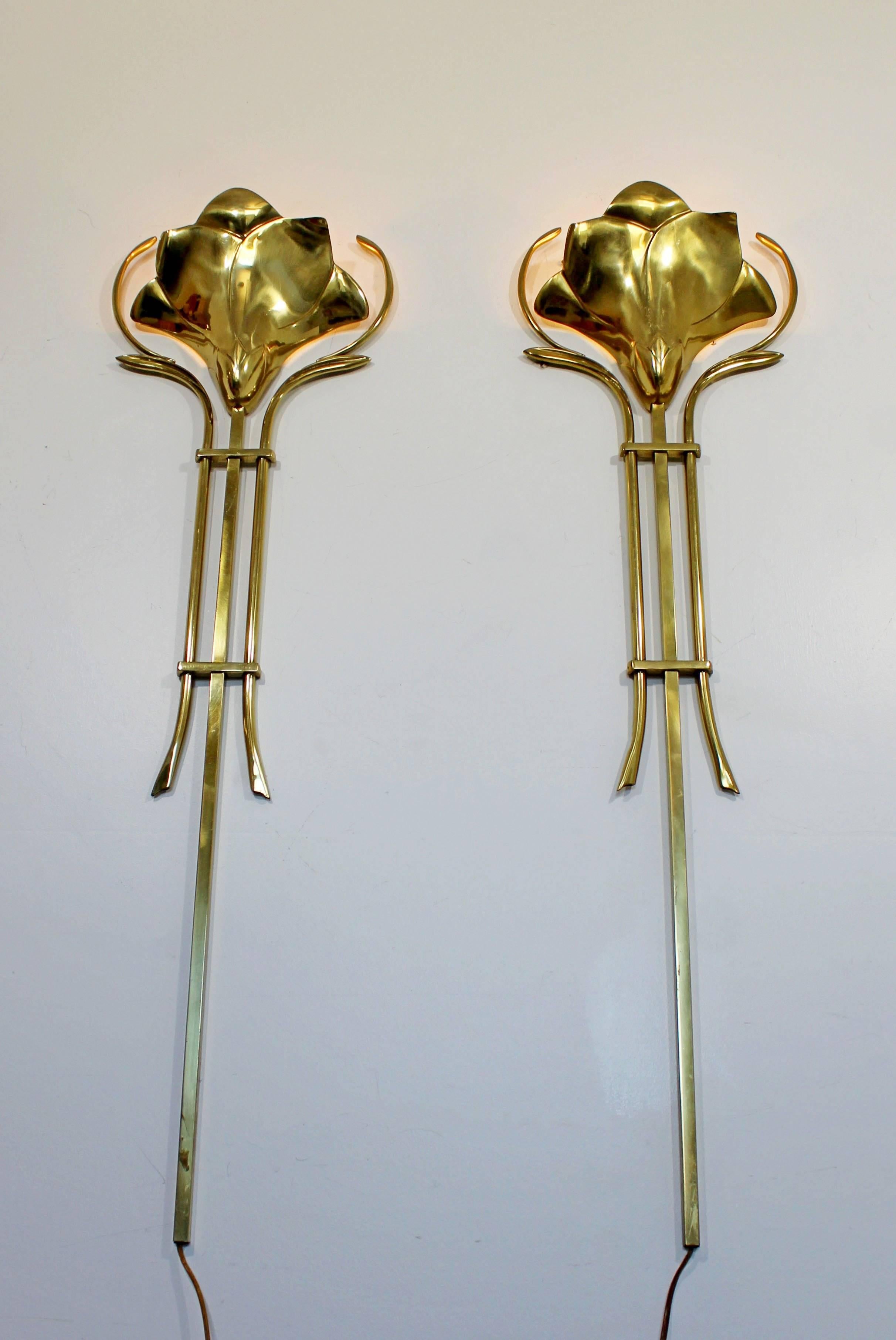 Mid-Century Modern Frederick Cooper Pair of Hanging Brass Wall Sconces, 1960s 1