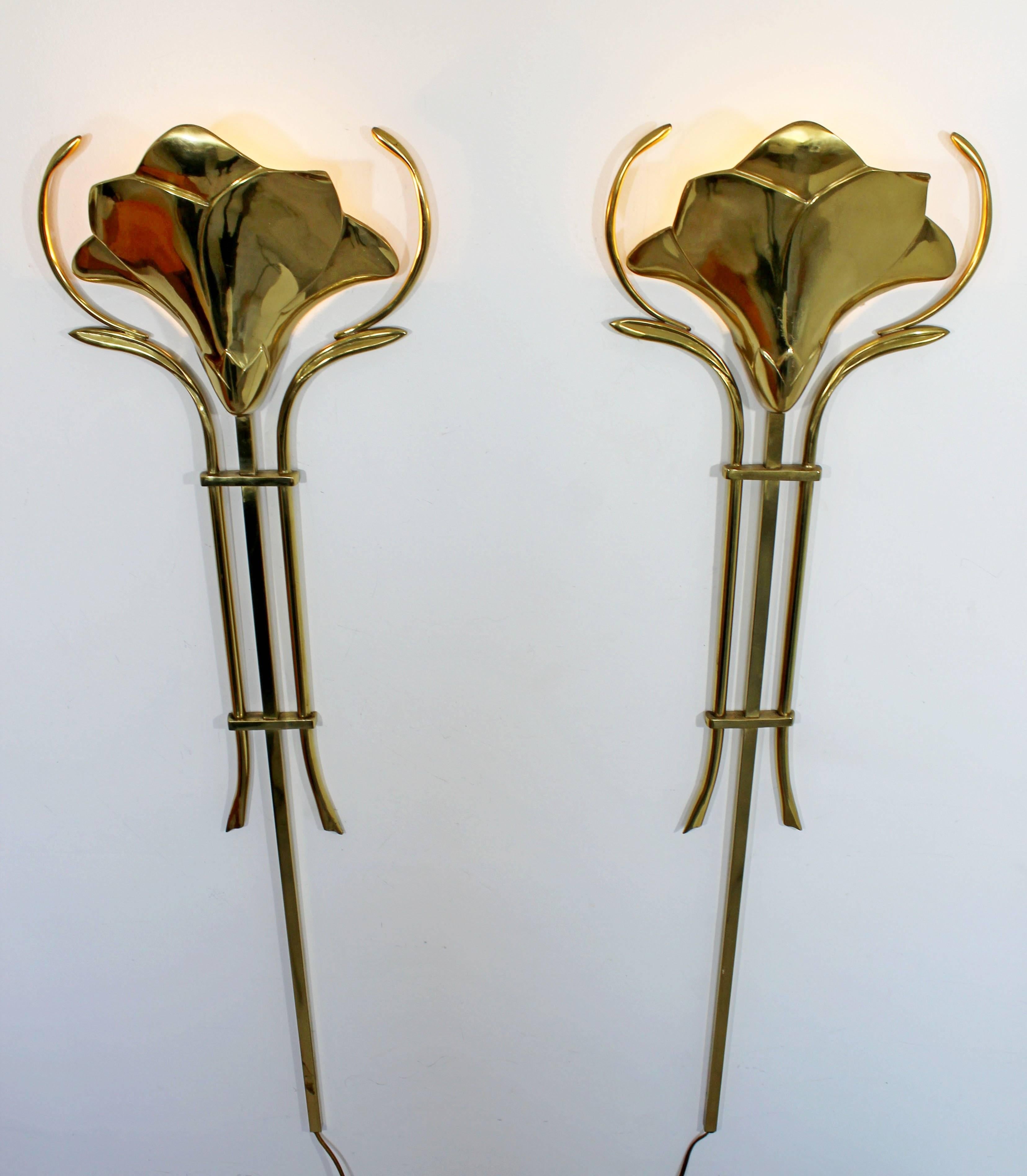 Mid-20th Century Mid-Century Modern Frederick Cooper Pair of Hanging Brass Wall Sconces, 1960s