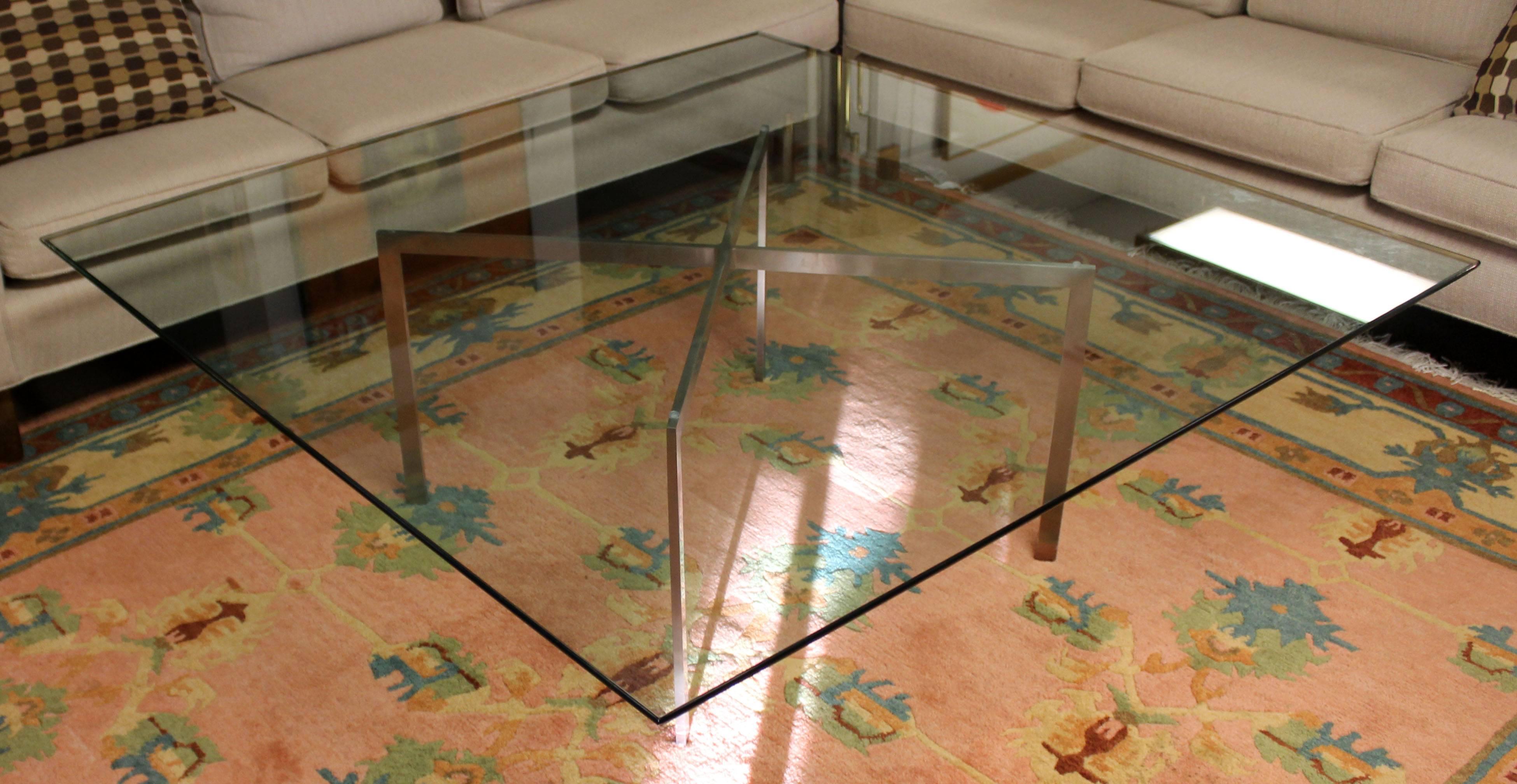 Mid-Century Modern Mies van der Rohe Knoll Barcelona, Large Square Coffee Table In Good Condition In Keego Harbor, MI
