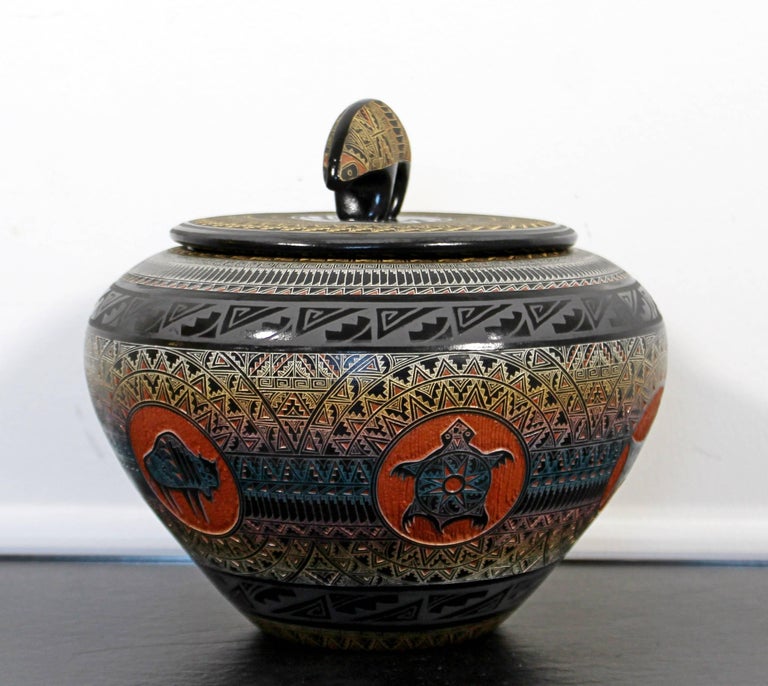 Marvin Blackmore Geo Series New Mexico Ceramic Lidded Vessel Pottery